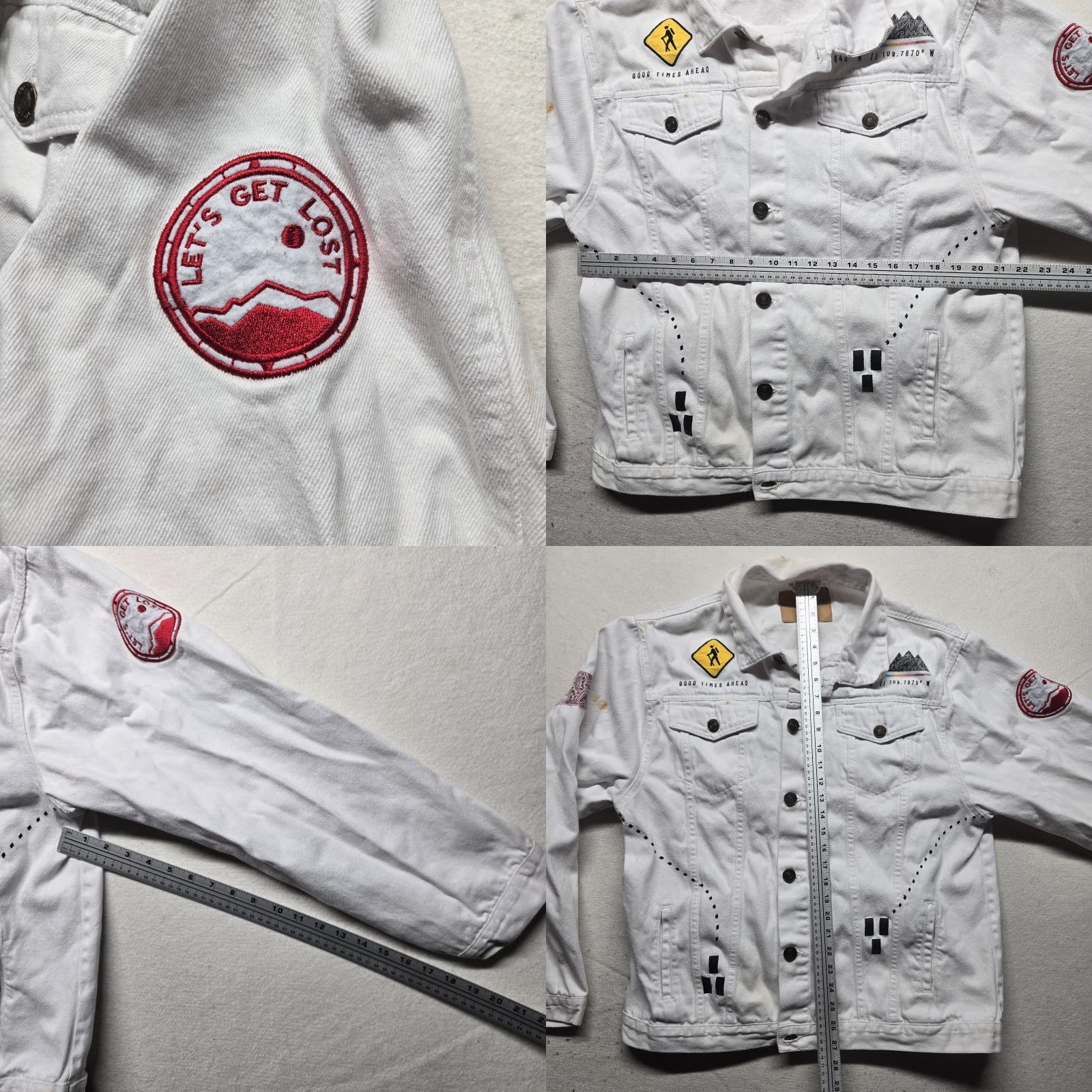 Vintage RUE21 White Denim Jacket - Women 2XL Trucker Button Up Cotton Long Sleeve 80s Casual Jacket Size 40" / US 18 - 8 Thumbnail