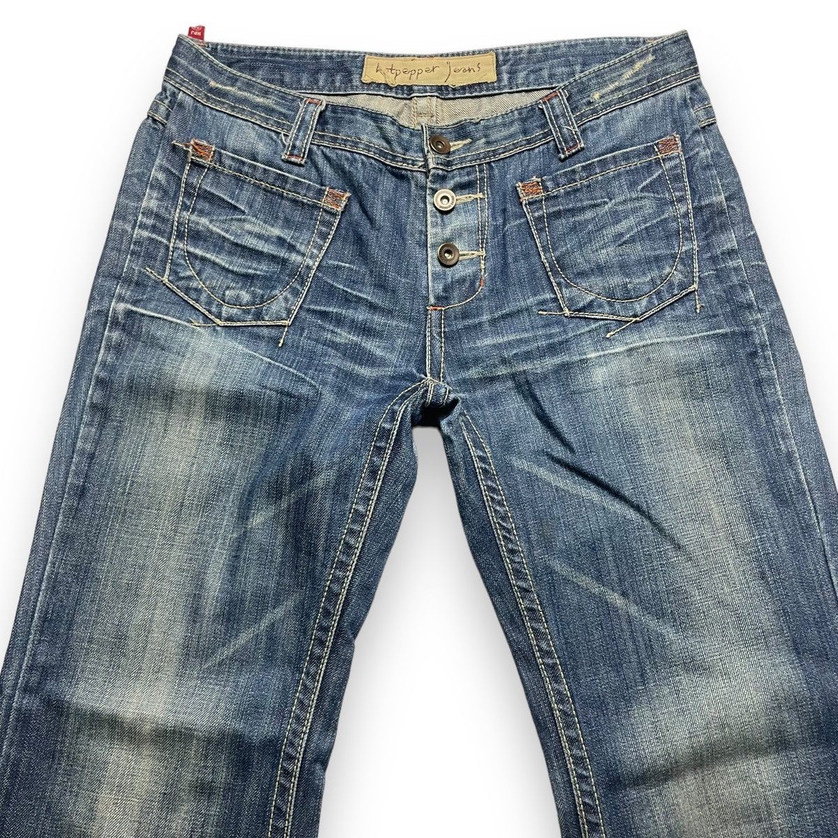 Le Grande Bleu (L.G.B.) SUPER FLARE VINTAGE HOT PEPPER BUTTON FLY DENIM PANTS Size US 32 / EU 48 - 3 Thumbnail