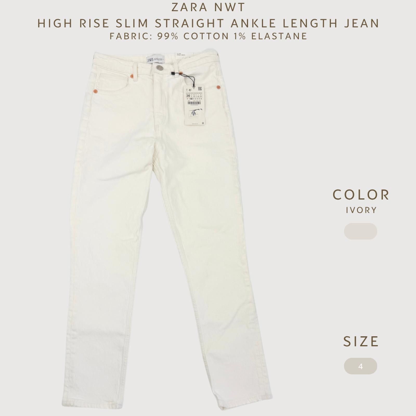 Zara Zara High Rise Straight Jeans Ivory NWT Ankle Length 4 Size 27" / US 4 / IT 40 - 2 Thumbnail
