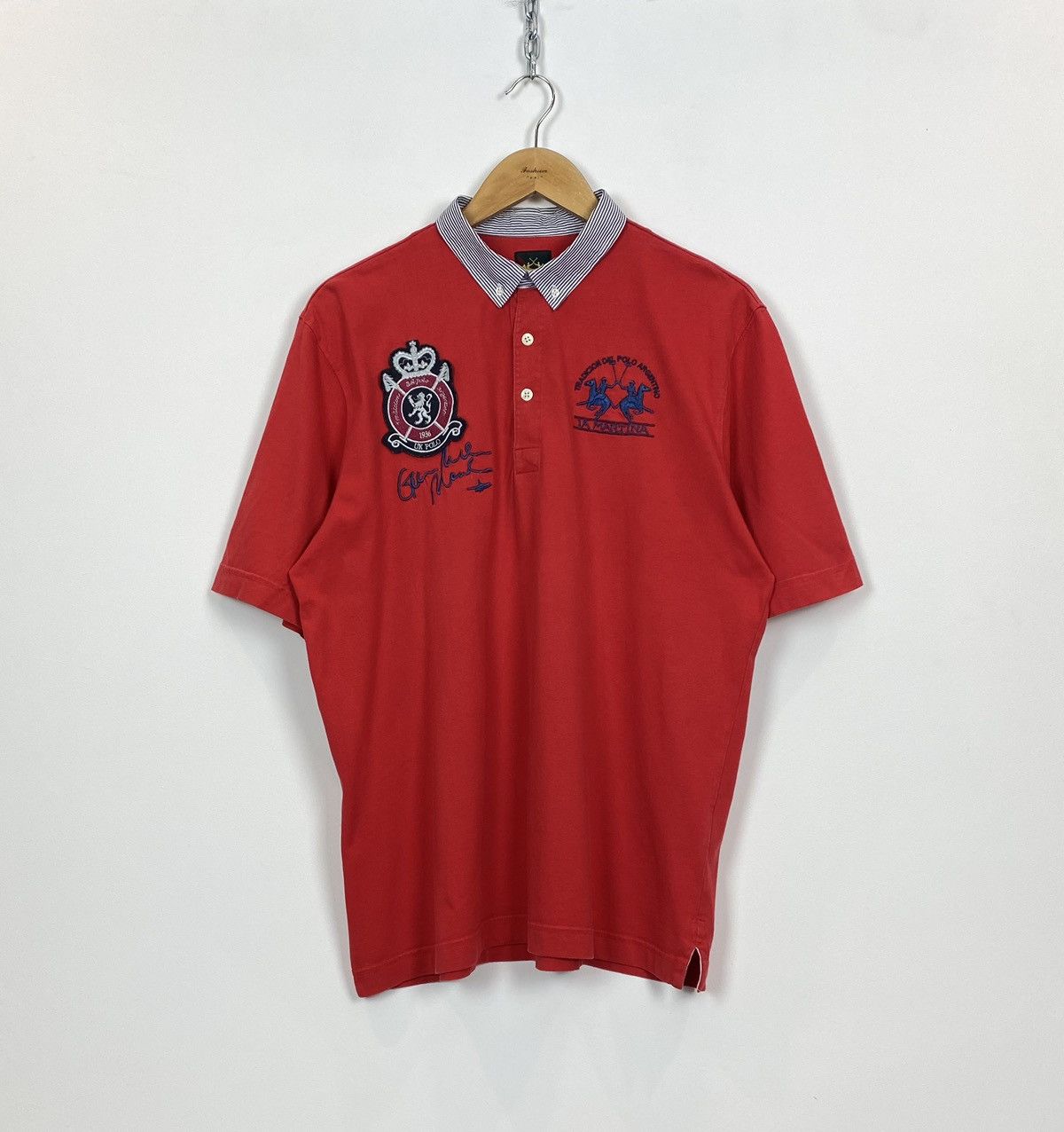 Vintage 🏇 La Martina Short Sleeve Polo Shirt Red Classic Size XL Red Size US XL / EU 56 / 4 - 1 Thumbnail