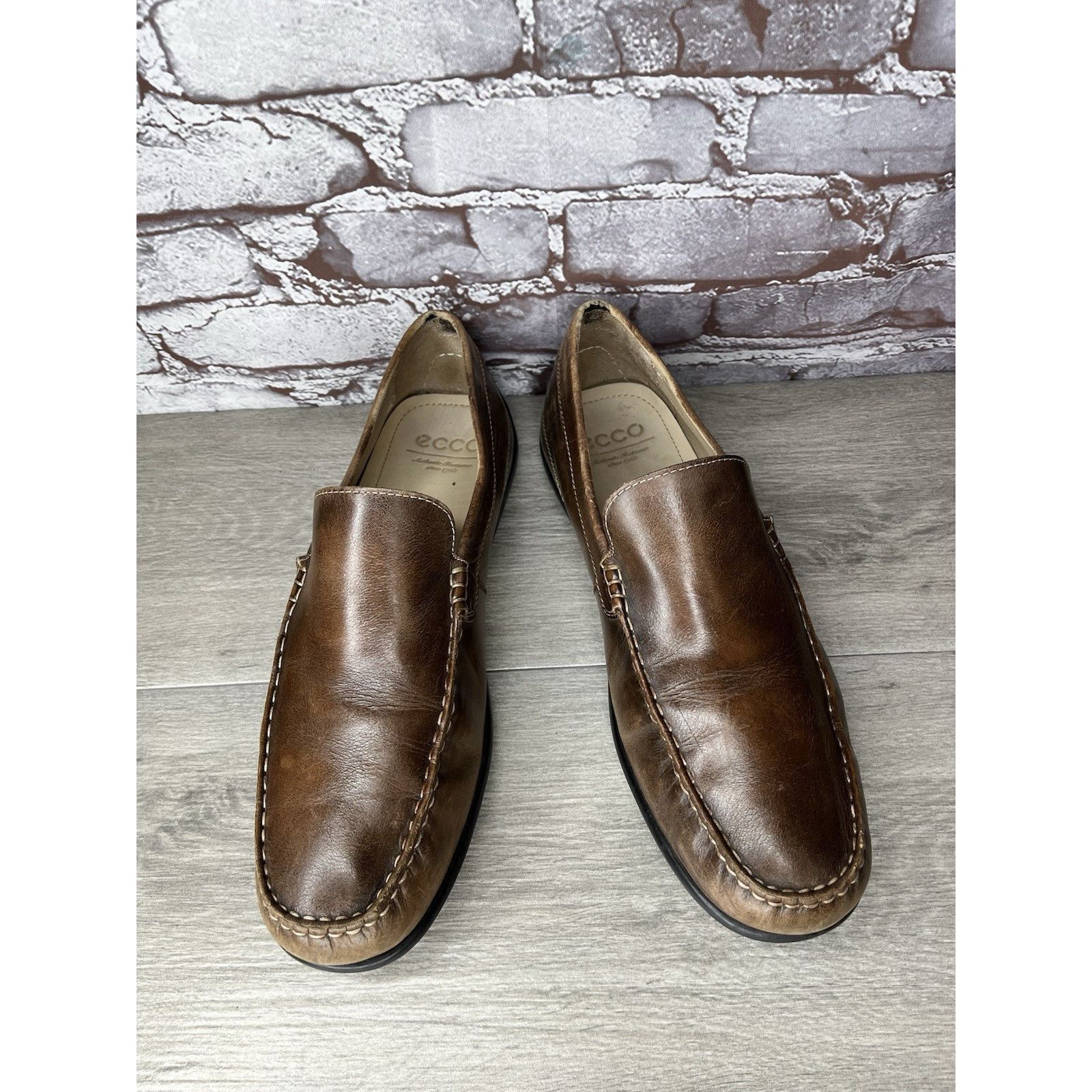 Ecco ECCO Brown Leather Slip On Casual Loafers Driving Shoes Men Size US 13 / EU 46 - 11 Thumbnail