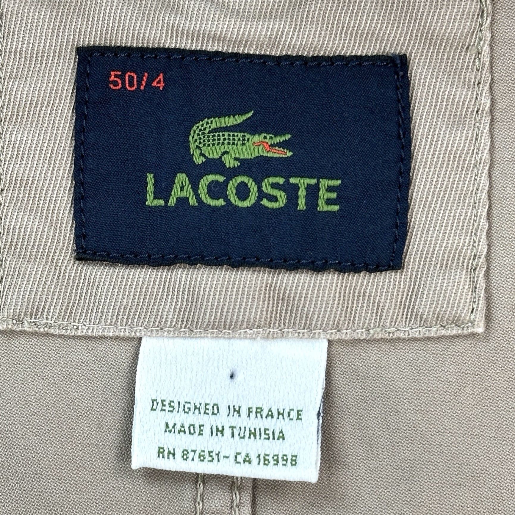 Lacoste VINTAGE Lacoste Jacket Mens L Beige Full Zip Bomber Casual 90s Classic Outdoor Retro Sports Pockets Embroidered Logo Zipper Stand-Up Collar Men Size US L / EU 52-54 / 3 - 7 Thumbnail