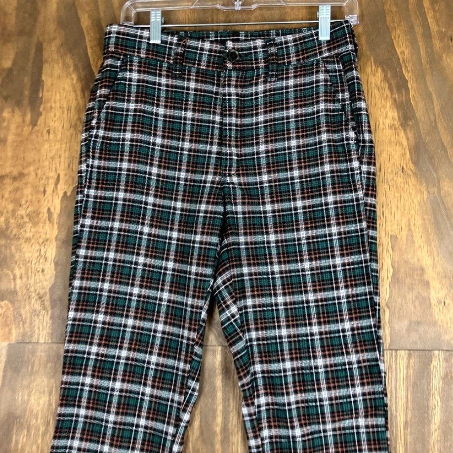 American Eagle Outfitters American Eagle Outfitters Women Pant Green Plaid Super High Rise Skinny Trousers 4 Regular Inseam 26.5 in Waist 29 in Size 27" / US 4 / IT 40 - 2 Thumbnail