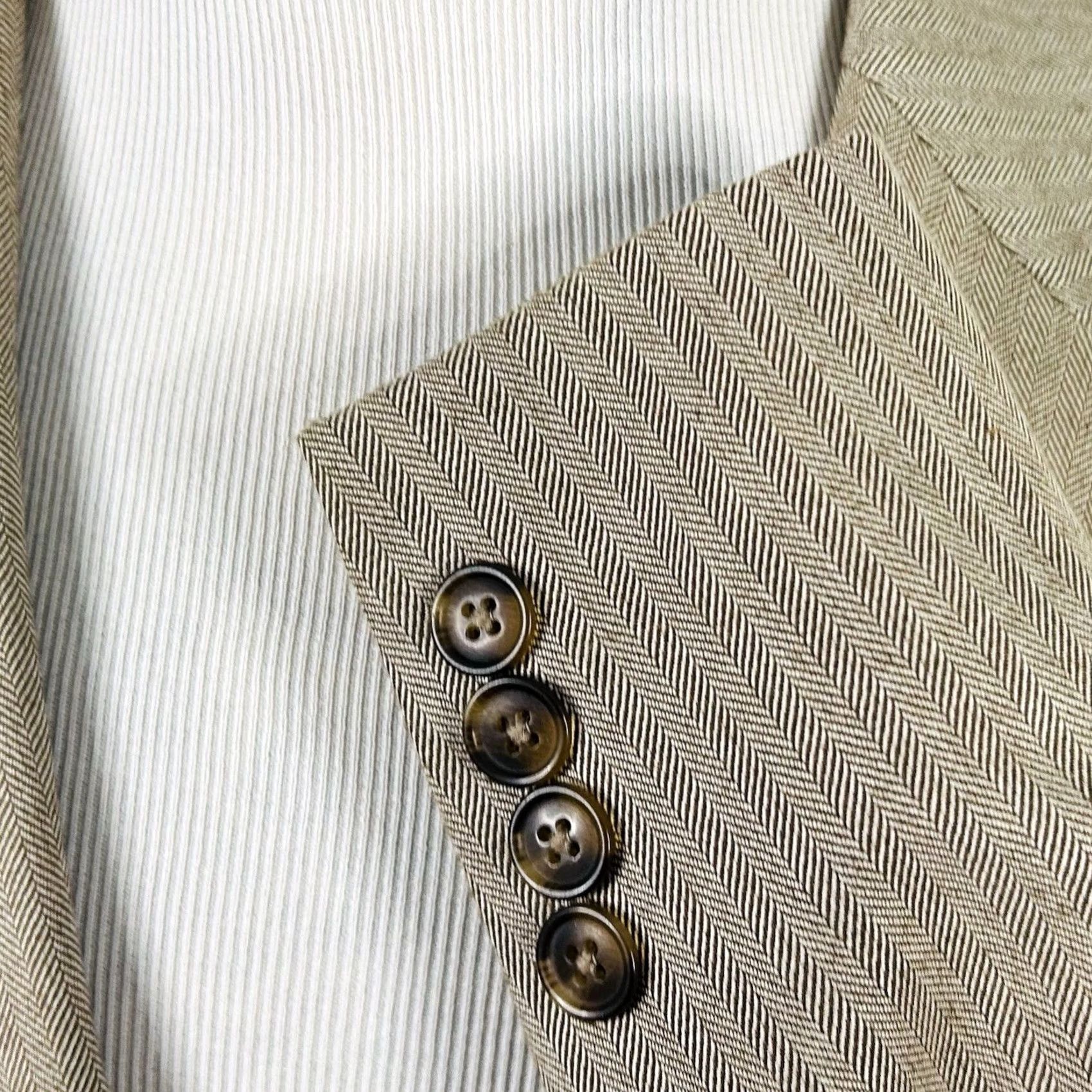 Stafford Stafford 48R Classic Fit Sport Coat Beige Herringbone Two-Button Vented Size US XS / EU 42 / 0 - 5 Thumbnail