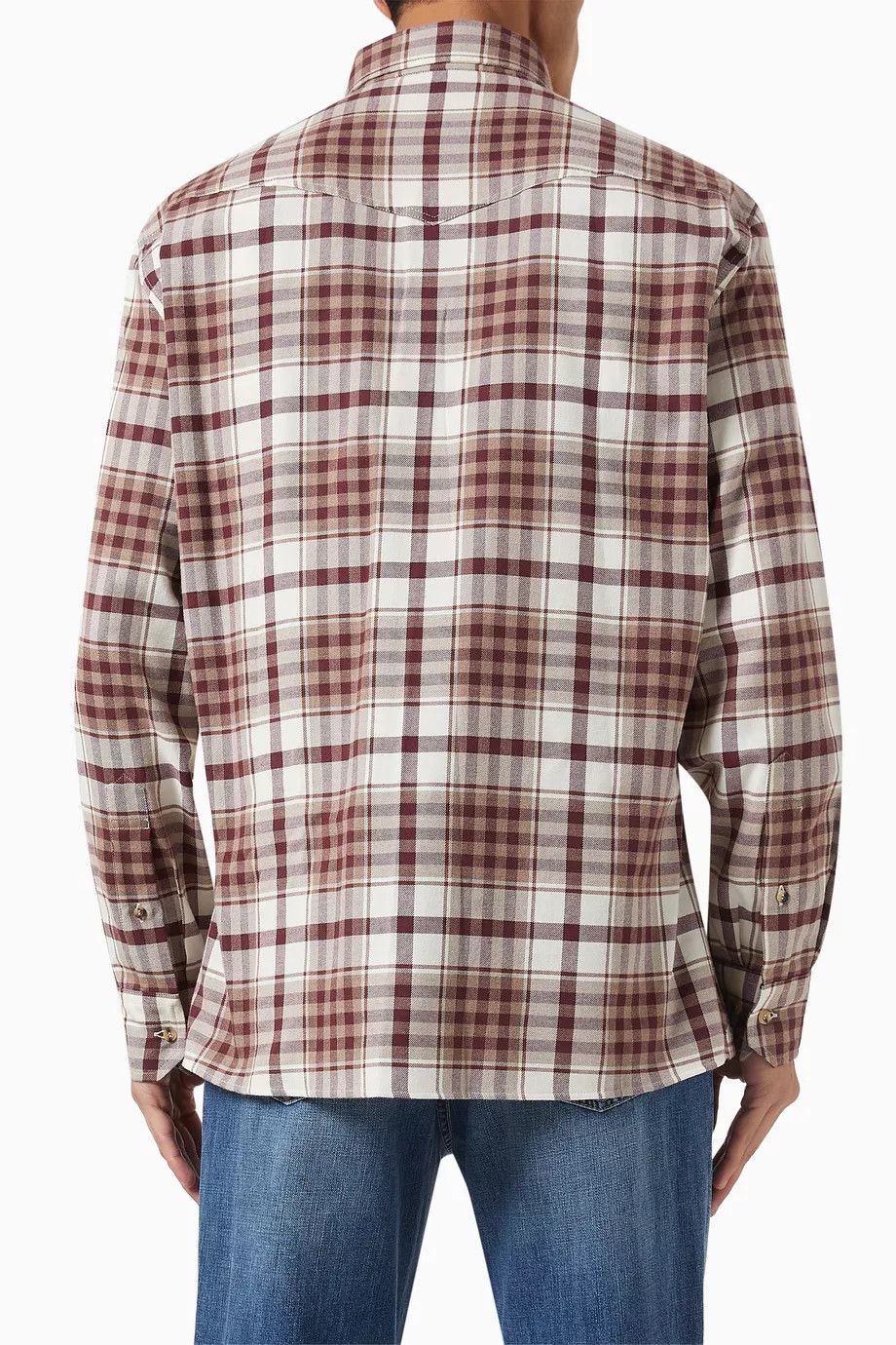 Brunello Cucinelli o1y0526 Checked Shirt in Burgundy/White Size US M / EU 48-50 / 2 - 3 Thumbnail