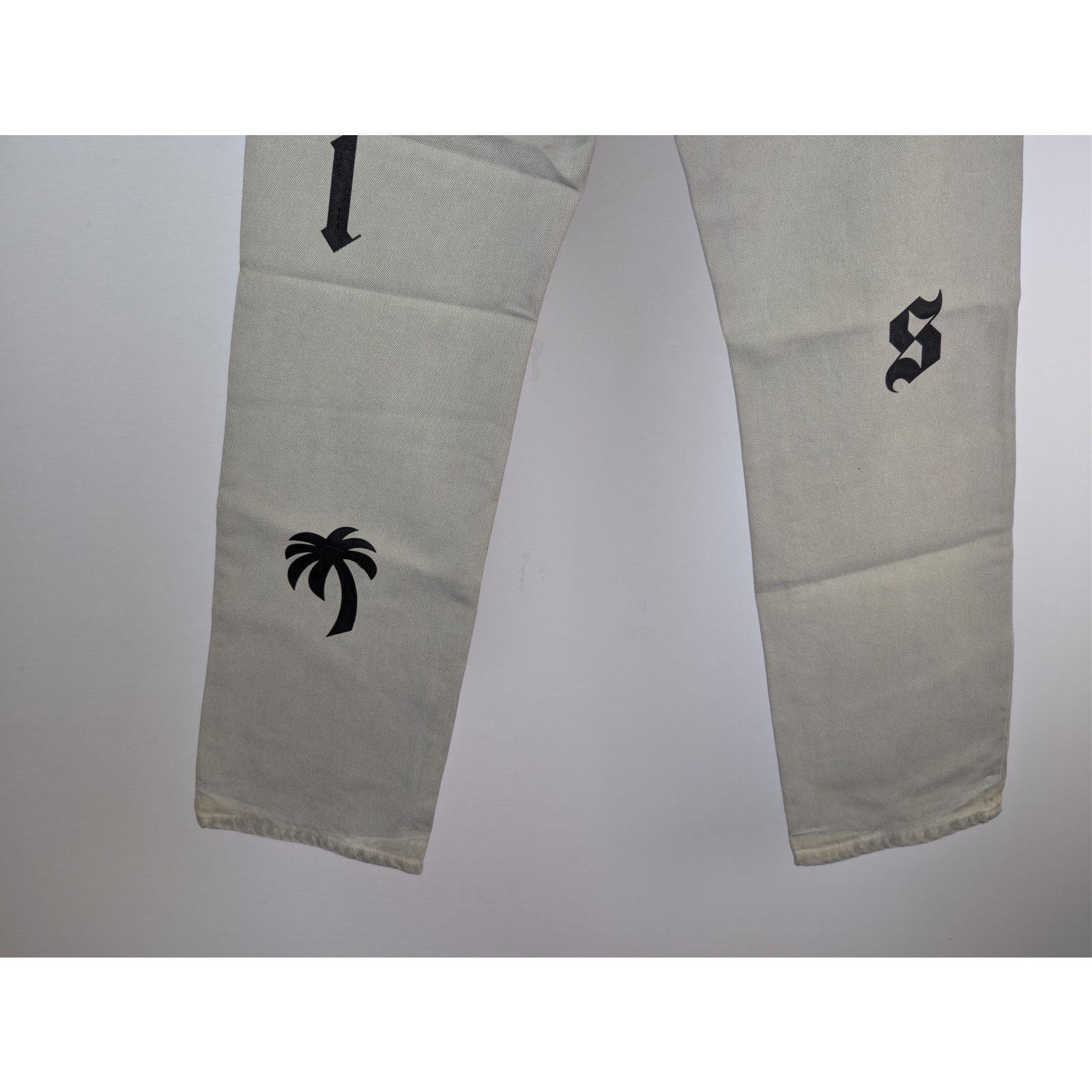 Palm Angels o1rshd1 Bull Logo Patch 5 Pockets Denim Pants in Light Beige Size US 30 / EU 46 - 14 Thumbnail