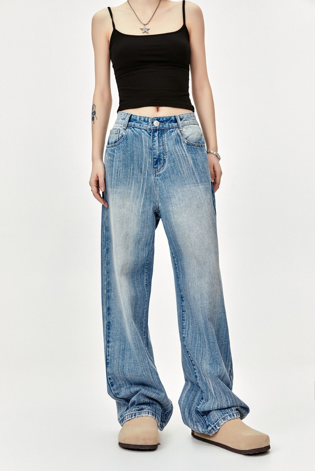 Japanese Brand Men's trendy retro washed oversized jeans Size US 32 / EU 48 - 2 Thumbnail