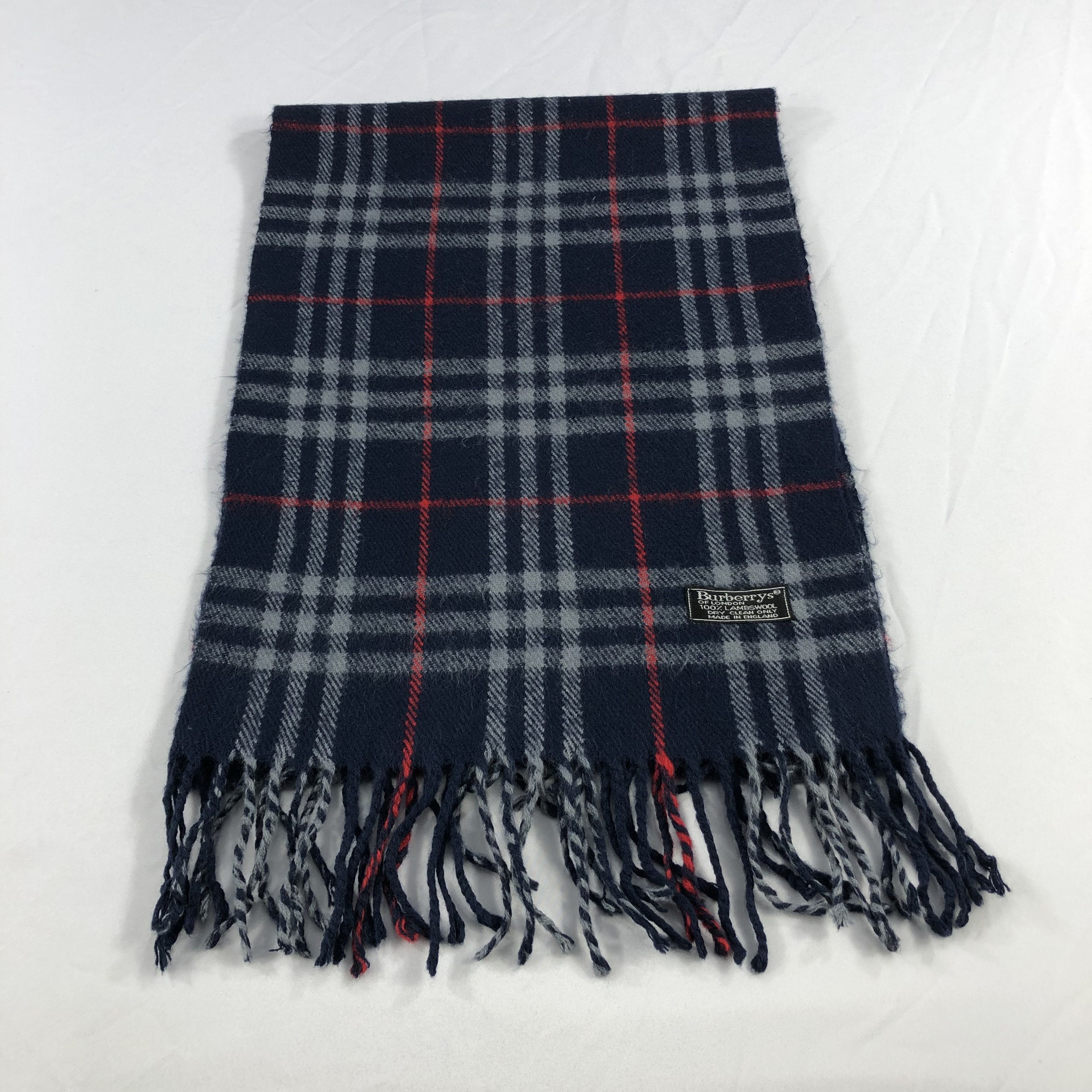 Burberry Burberrys Nova Check Blue Wool Scarf Muffler V1046 Size ONE SIZE - 2 Thumbnail