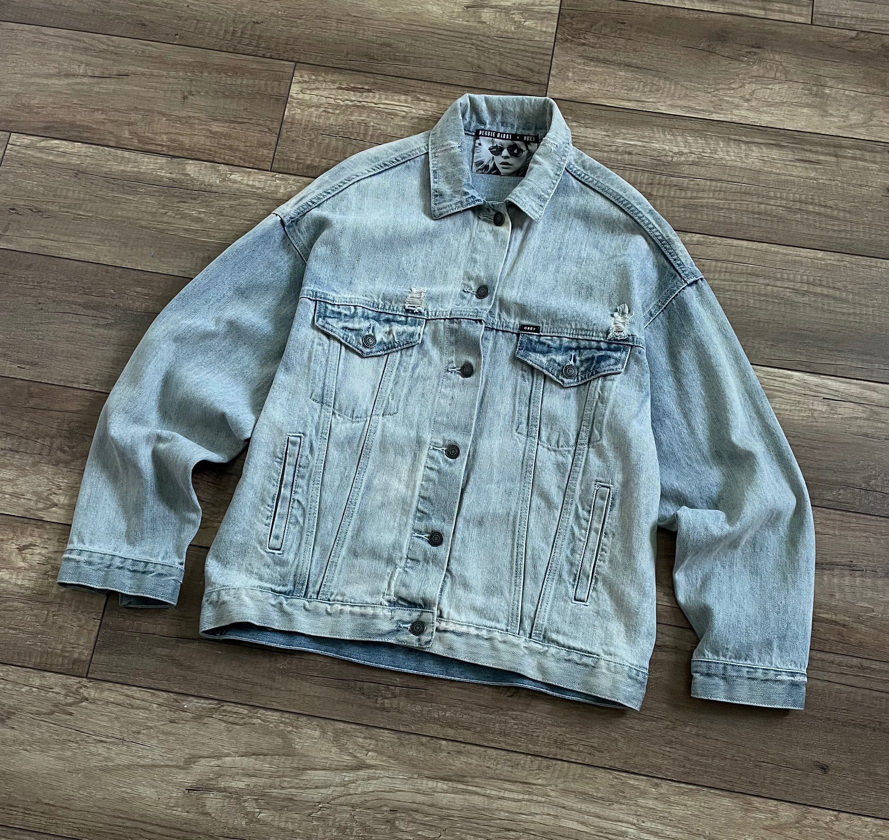 Obey Obey X Debbie Harry Oversized Washed Blue Denim Jacket Size US M / EU 48-50 / 2 - 5 Thumbnail