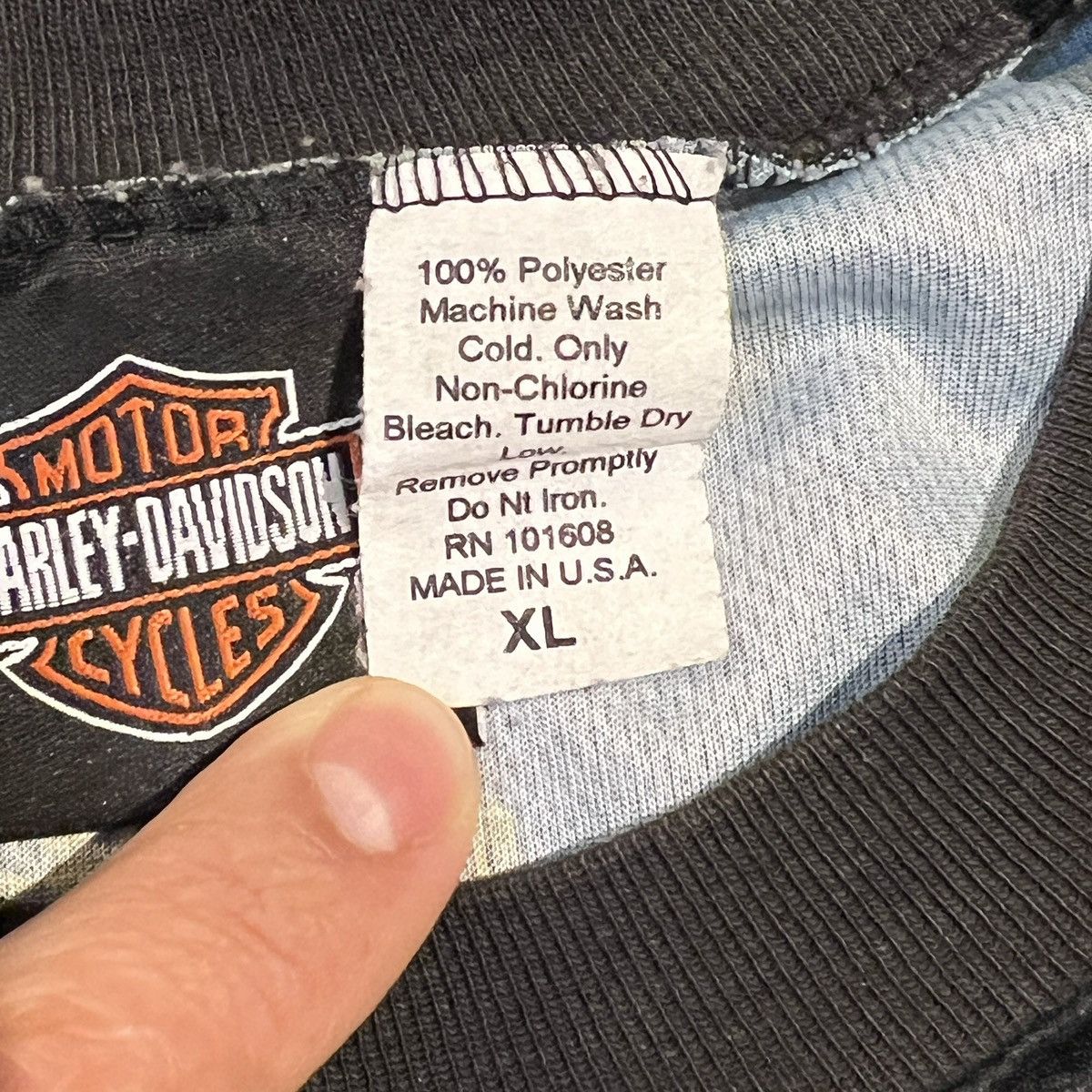 Harley Davidson Vintage 00s HARLEY DAVIDSON Flame AOP T Shirt Size US XL / EU 56 / 4 - 5 Thumbnail