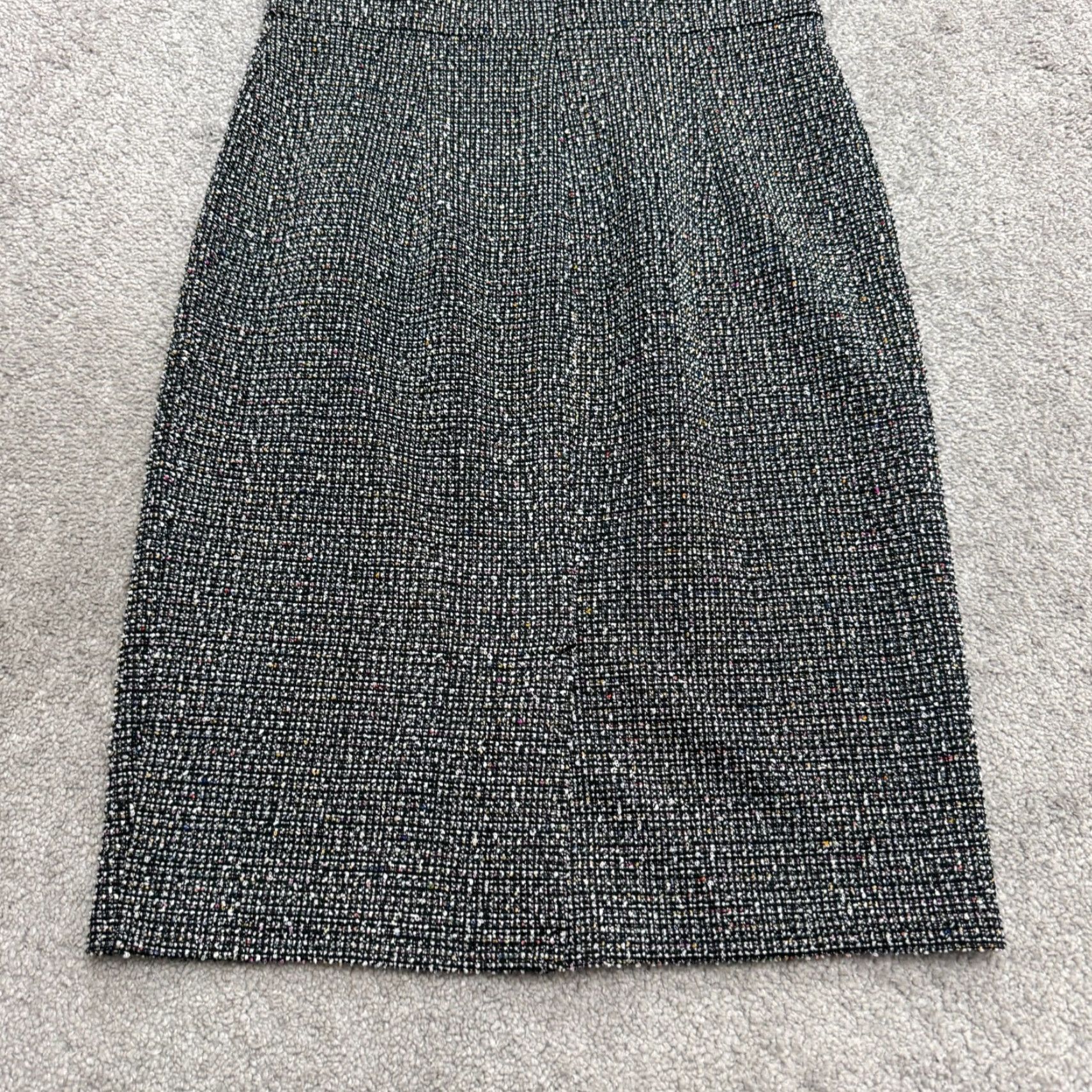 Vintage Grace Karin Tweed Midi Dress Womens Medium Black Asymmetrical Neck NWT Size M / US 6-8 / IT 42-44 - 3 Thumbnail