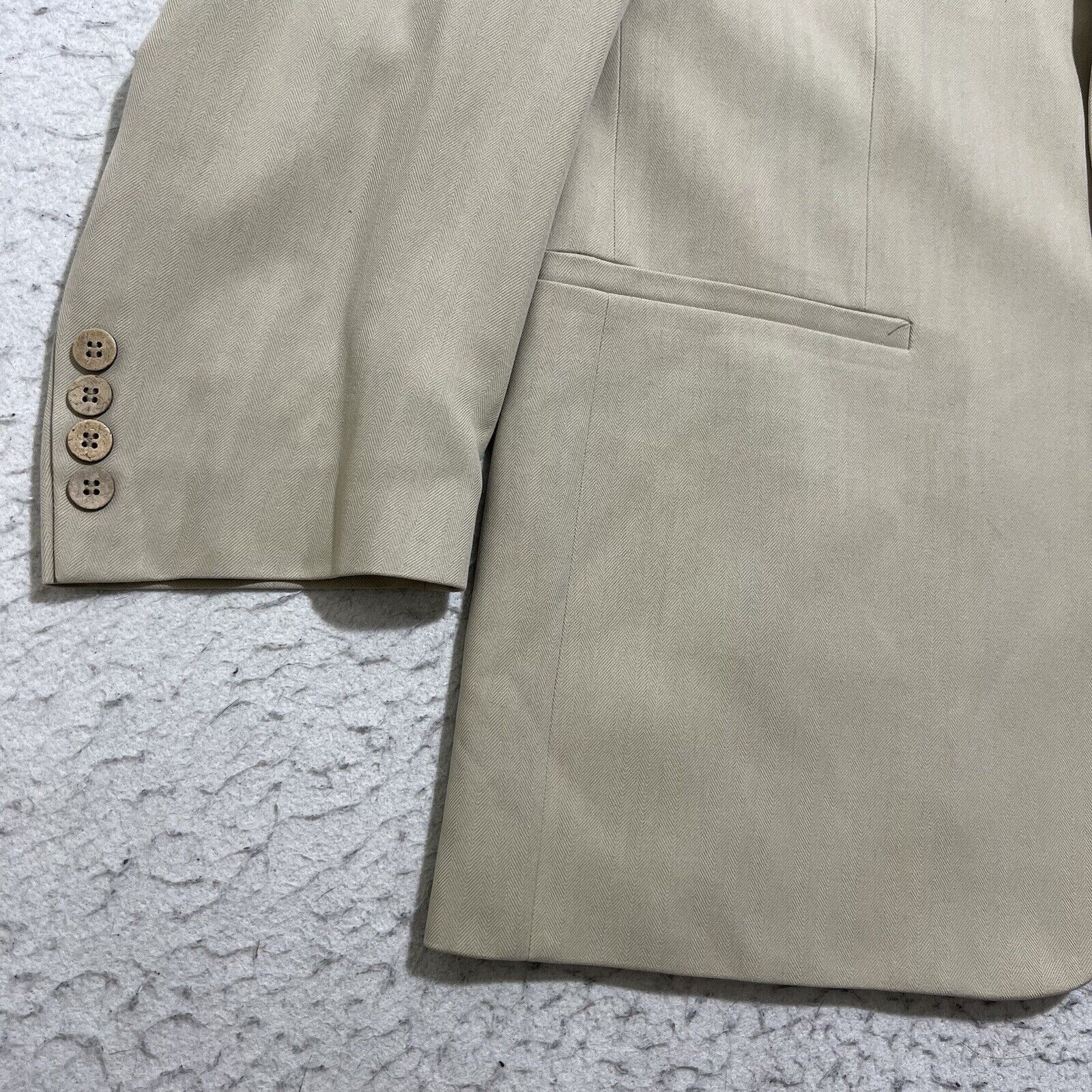 Joseph & Feiss Joseph & Feiss 42S Silk Beige Herringbone Suit Jacket Size 42S - 5 Thumbnail