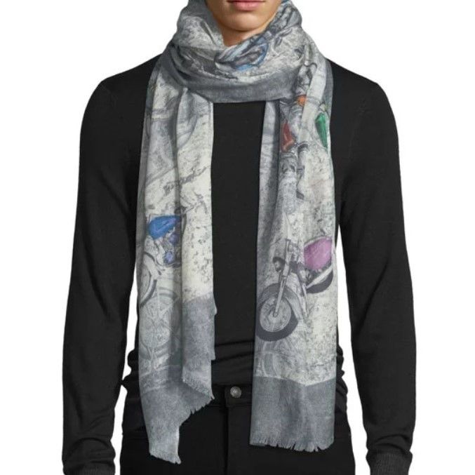 Other 19 Andreas 47 Cashmere Scarf Motorcycle-Print Multi Size ONE SIZE - 1 Thumbnail