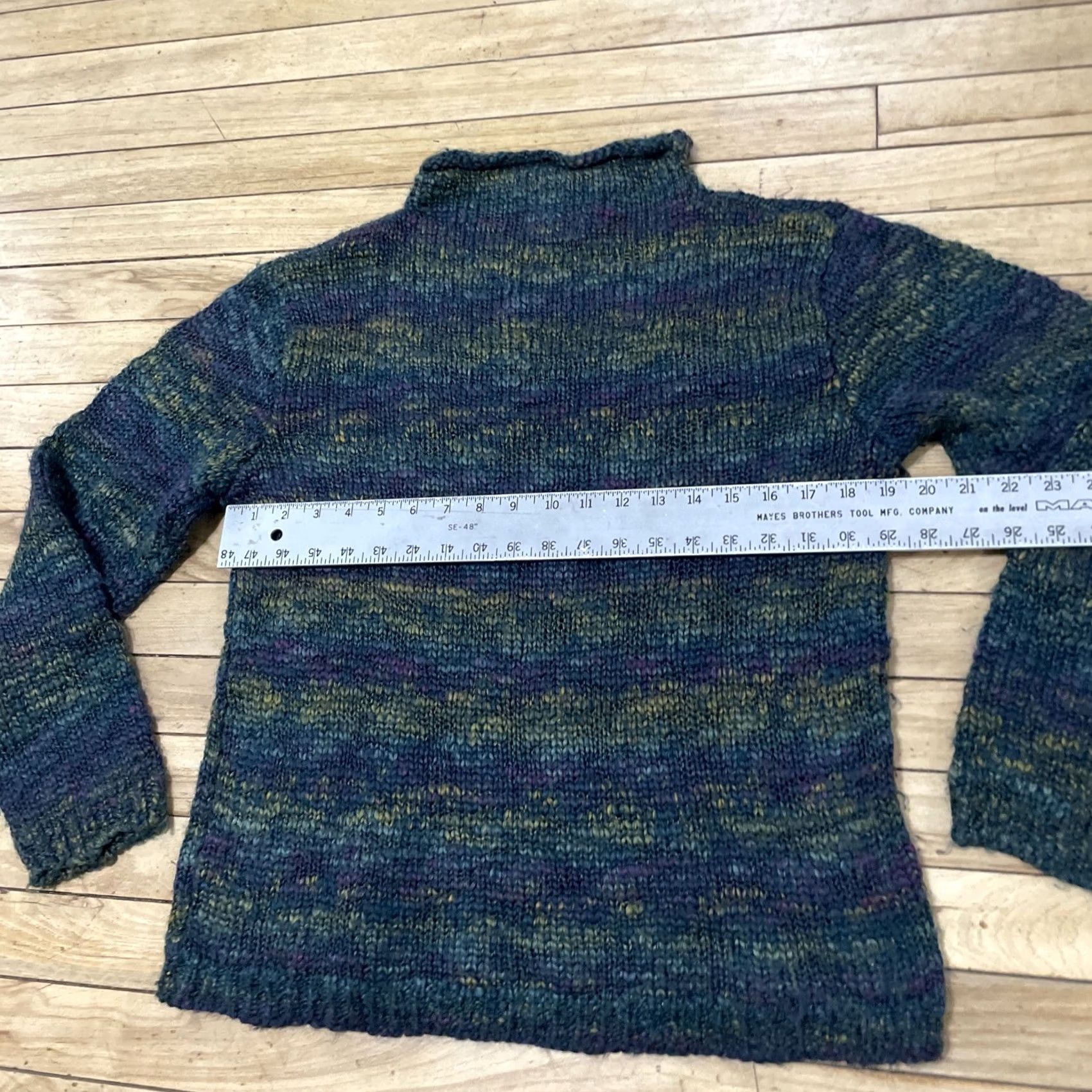Vintage VINTAGE St. John's Bay Wool Roll Neck Sweater Women L Green Purple Knit Pullover 90s Size L / US 10 / IT 46 - 6 Thumbnail