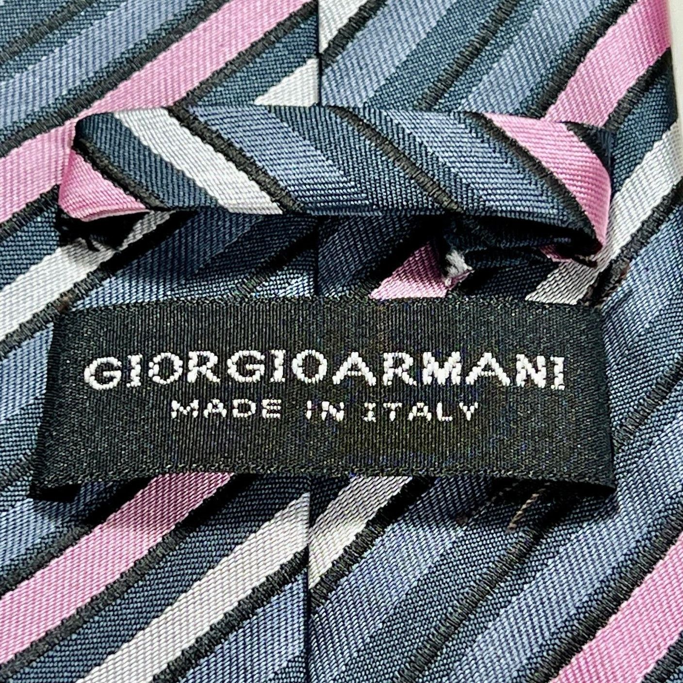 Giorgio Armani Giorgio Armani Men's Tie Black Pink Silver 100% Silk Necktie Size ONE SIZE - 3 Thumbnail
