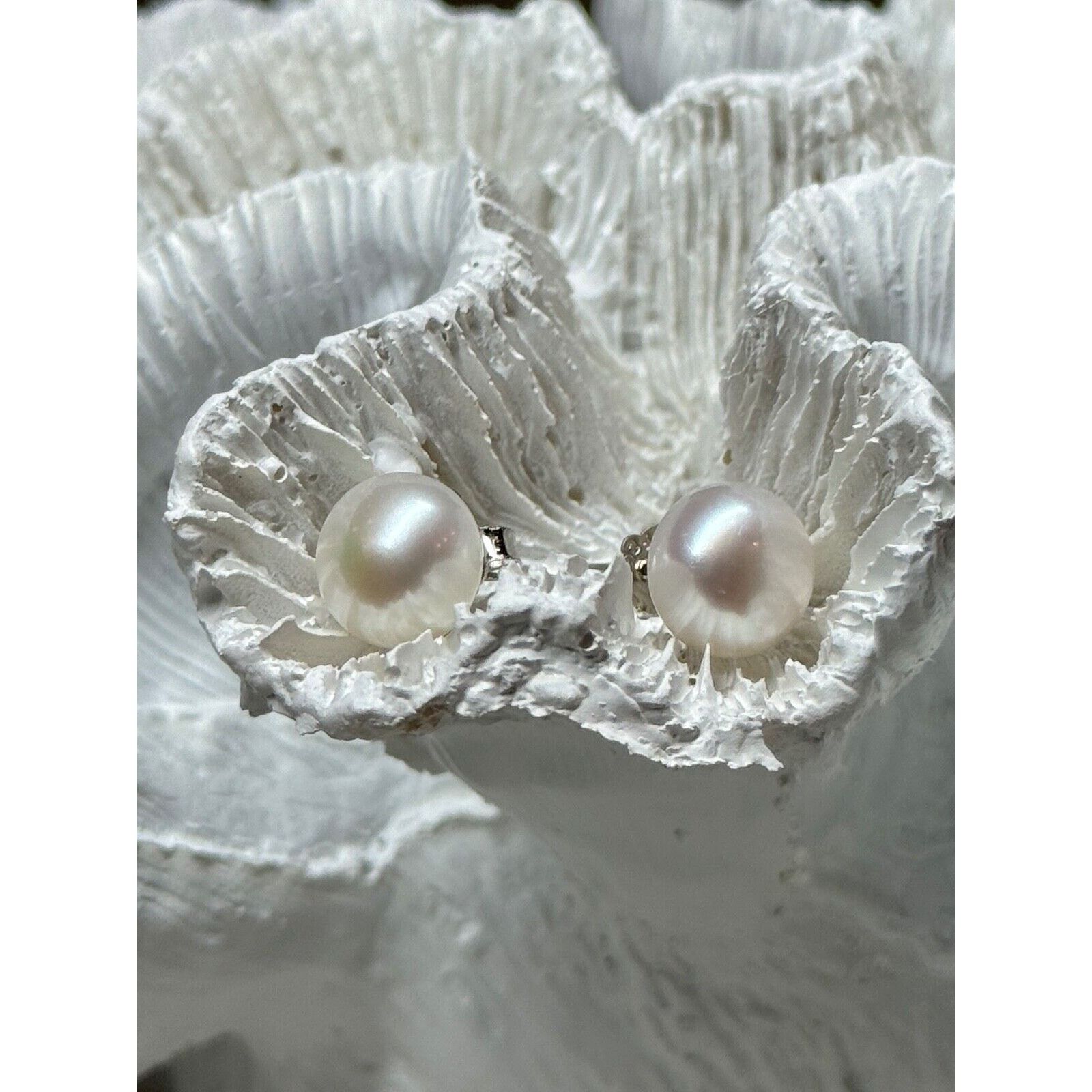 Jewelry 925 STERLING SILVER FRESH WATER PEARL EARRINGS LENGTH 0.35 Size ONE SIZE - 6 Thumbnail
