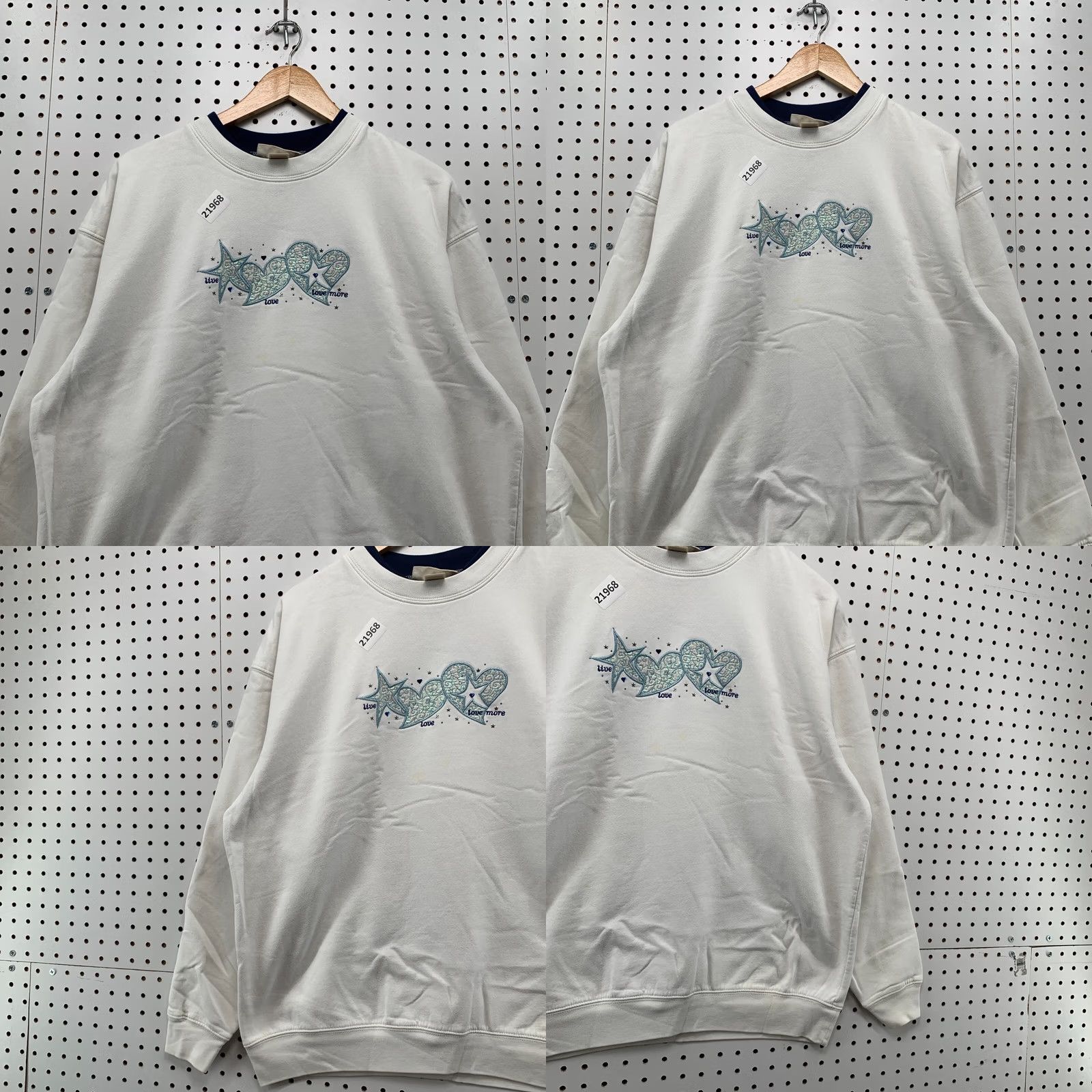 Vintage M&C Sportswear Sweatshirt White Heart Stars Embroidered Women 1X Crewneck Size XL / US 12-14 / IT 48-50 - 8 Thumbnail