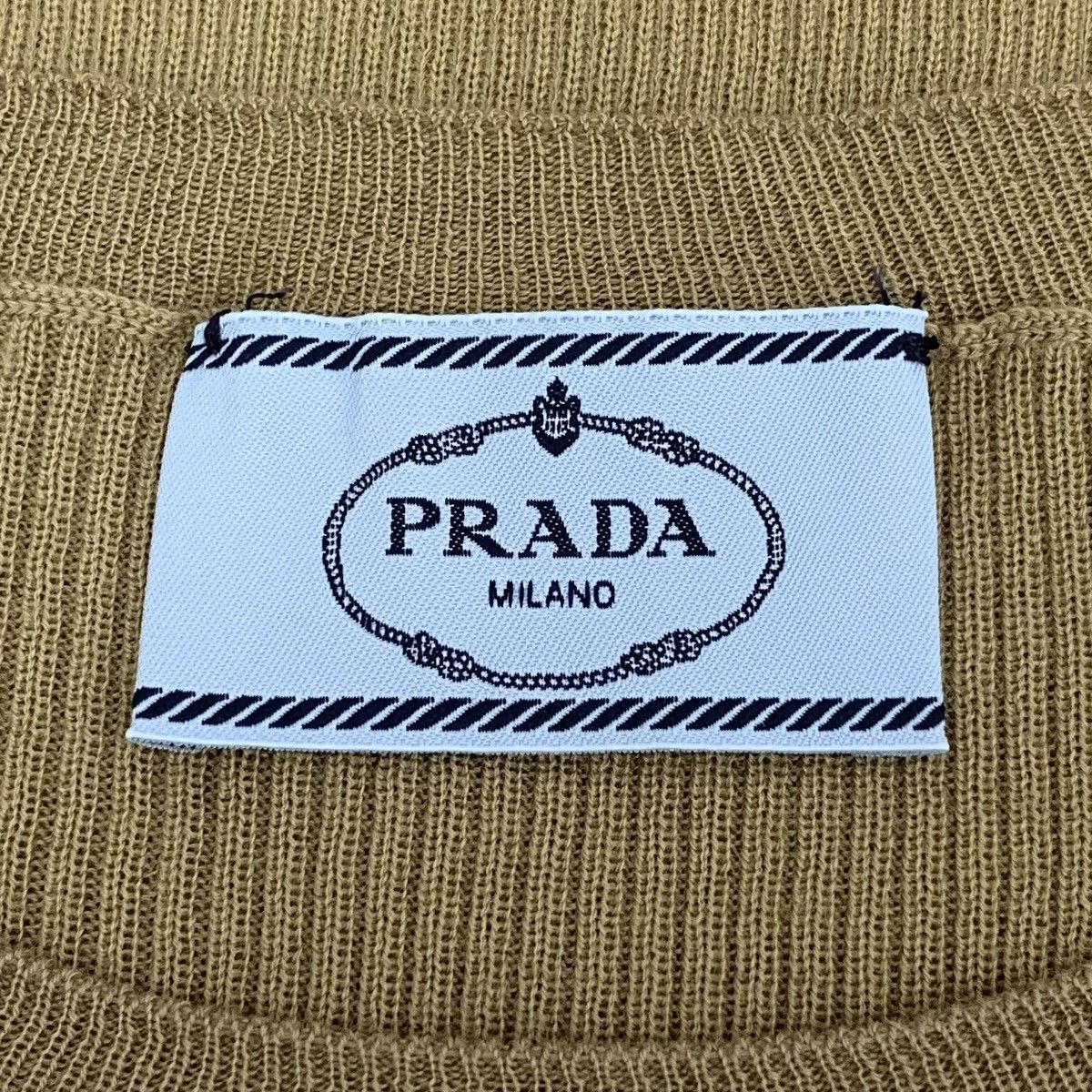 Prada Prada Brown Logo Letter Wool Long Sleeve Knit Sweater K26WX Size L / US 10 / IT 46 - 5 Thumbnail