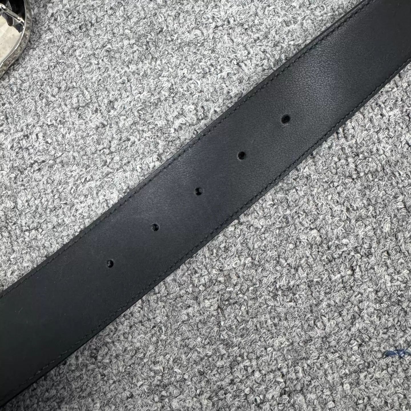 Gucci Gucci Black Double G Embossed Leather Belt Silver Buckle Size ONE SIZE - 5 Thumbnail