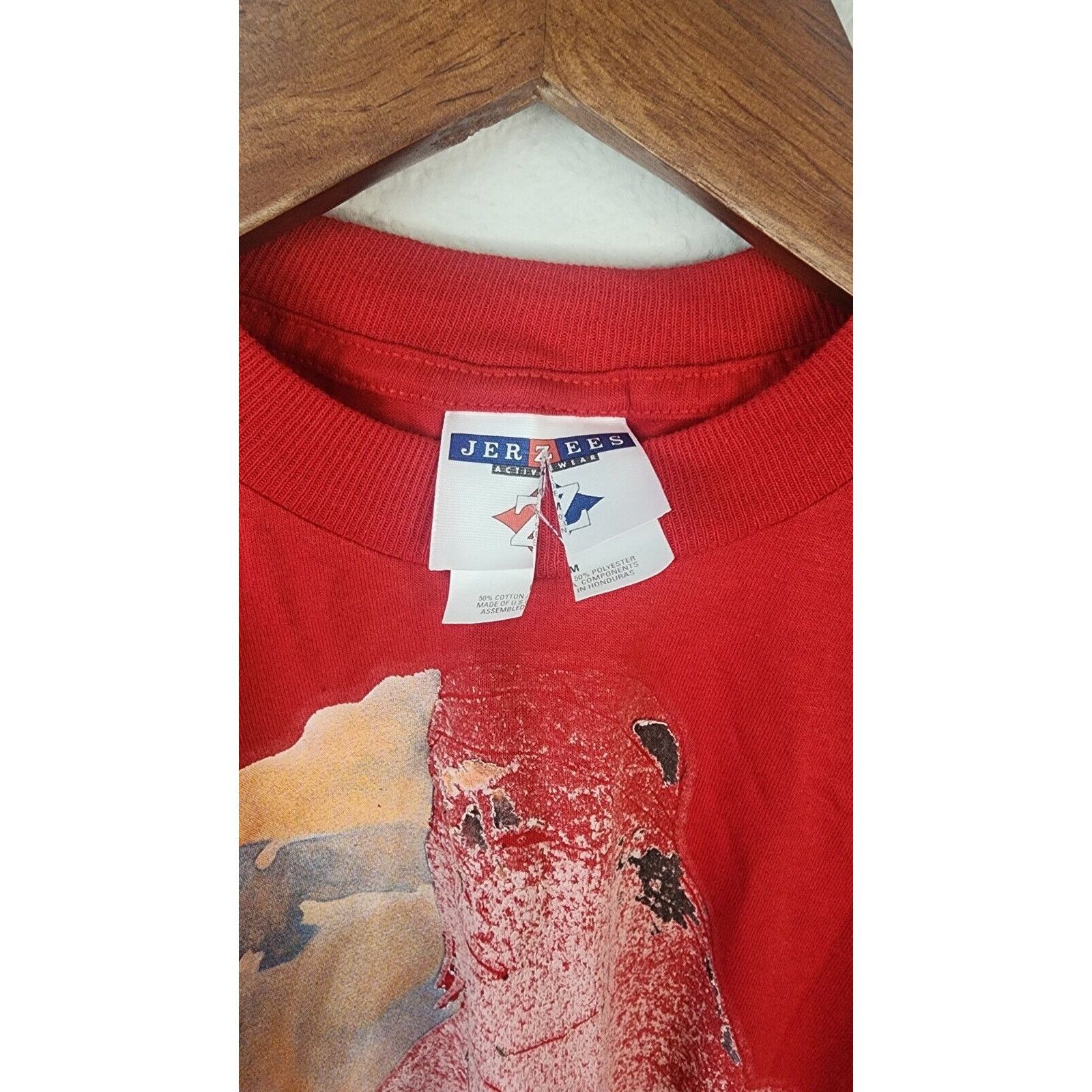 Jerzees Vintage Native American Shirt Jerzees Red Faded T-shirt VTG Size US M / EU 48-50 / 2 - 3 Thumbnail