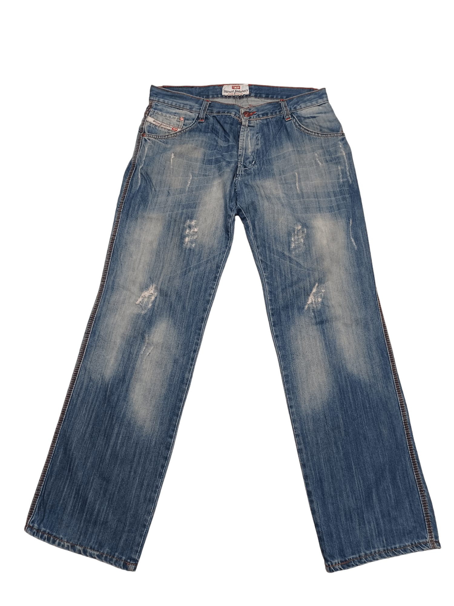 image of Avant Garde x Diesel Early 00S Baggy Distressed Vintage Jean Made In Italy in Blue, Men's (Size 36)