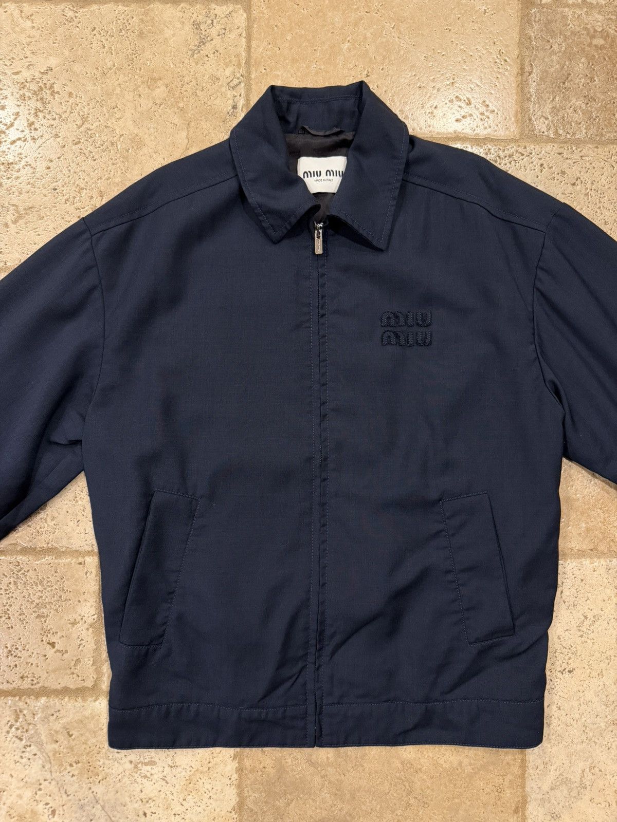 Miu Miu Miu Miu Mohair Blouson Zip Bomber Navy Blue Light Jacket Size XS / US 0-2 / IT 36-38 - 7 Thumbnail