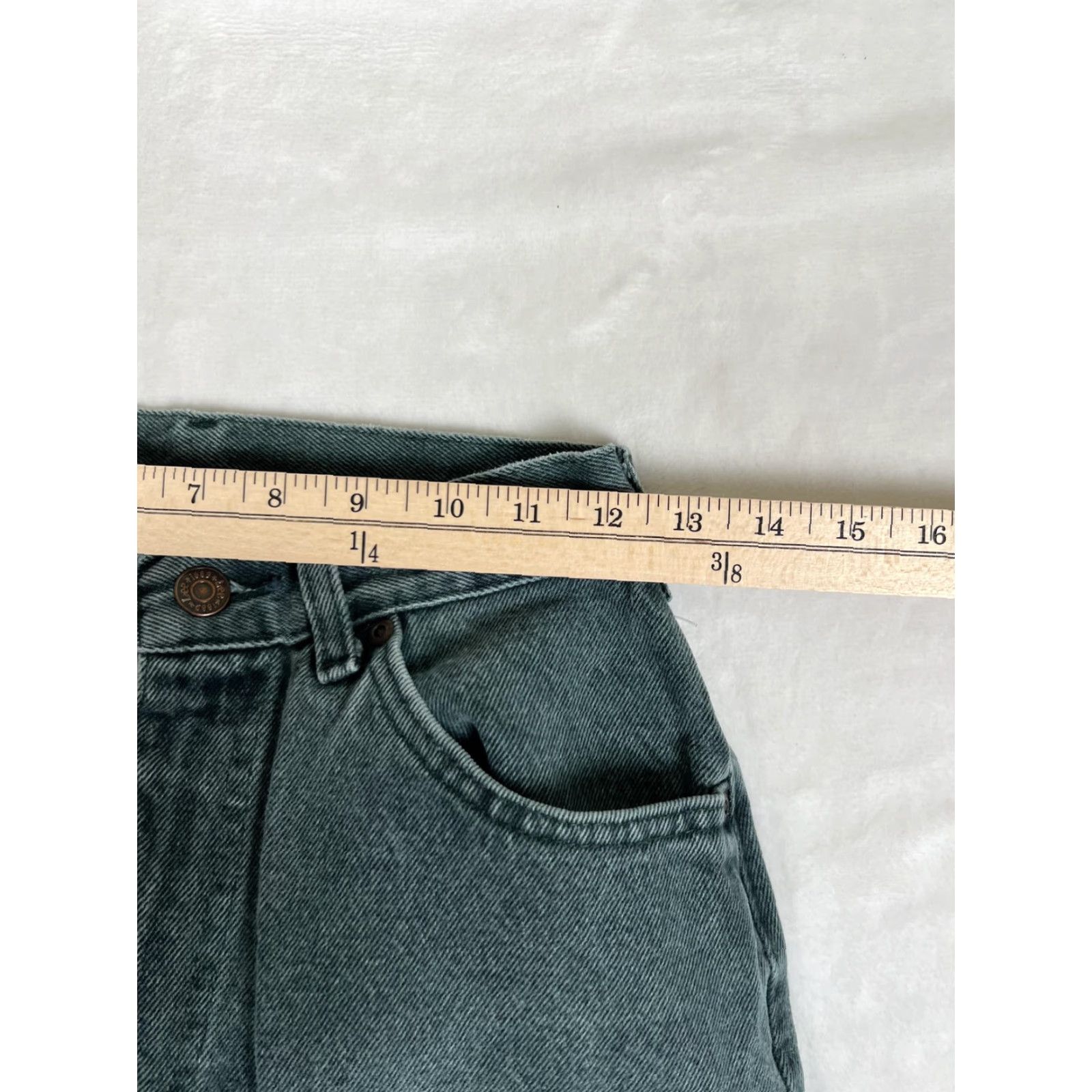 Lee VINTAGE Lee Jeans Womens 8P Petite Green High Rise Tapered Leg Denim 90s Size 30" / US 8 / IT 44 - 6 Thumbnail