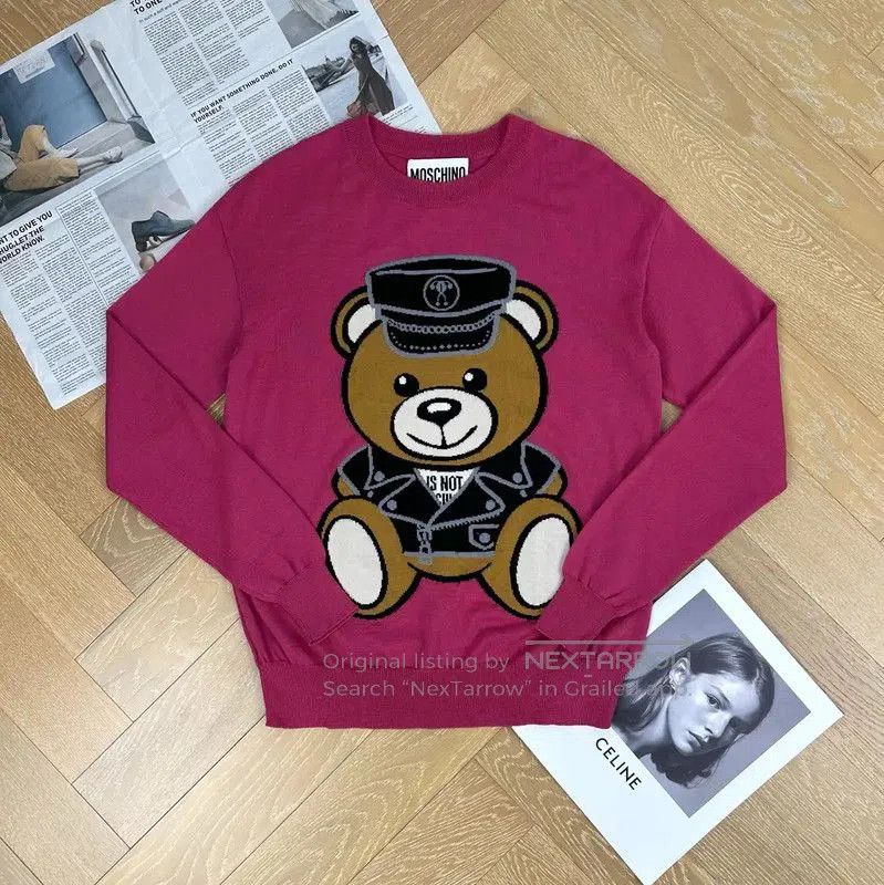 Moschino Moschino Pink Bear Graphic Pullover Sweater . Size M / US 6-8 / IT 42-44 - 1 Thumbnail