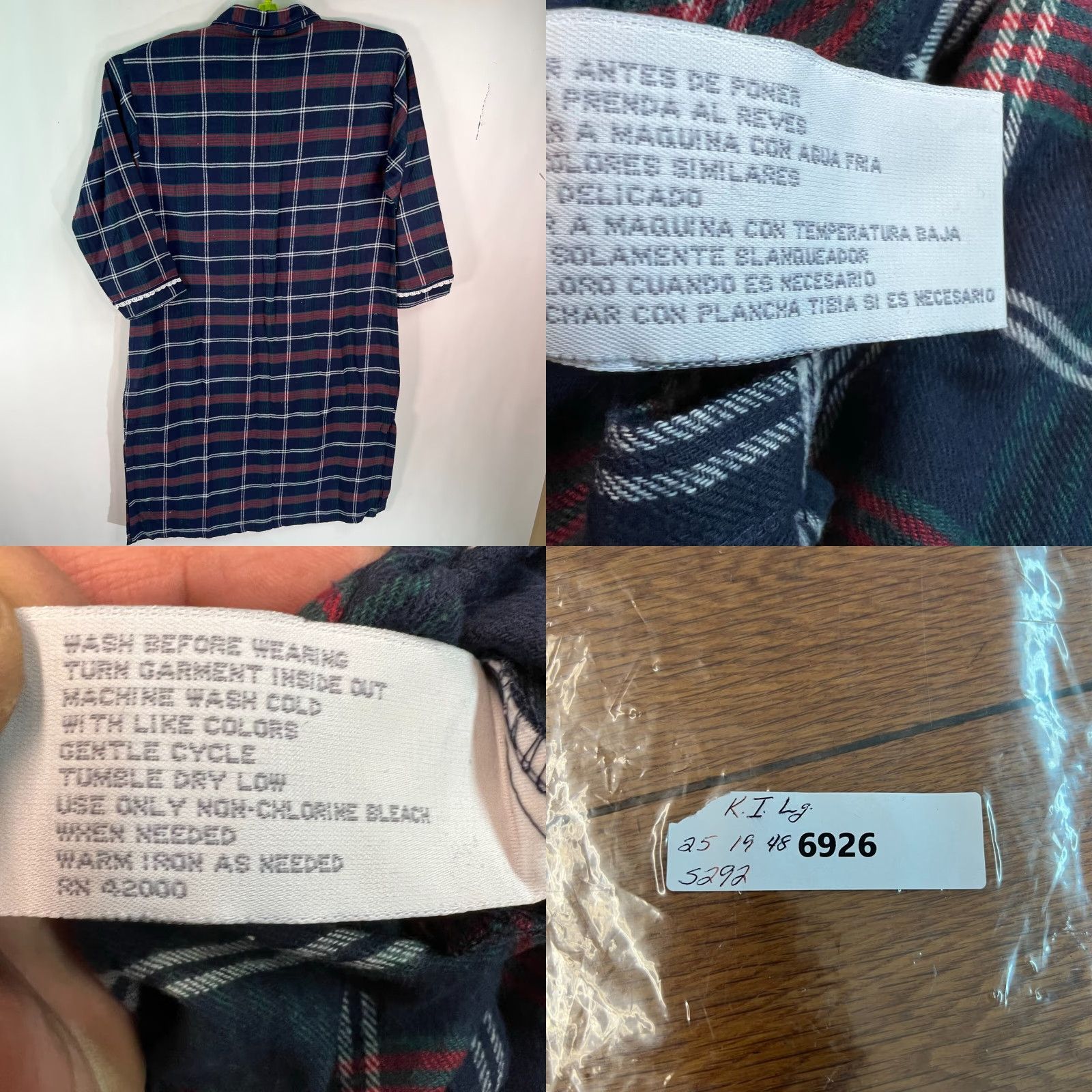 Vintage Kathy Ireland Womens Plaid Sleepshirt Knit Nighty Size L Red Blue Classic Size L / US 10 / IT 46 - 8 Thumbnail