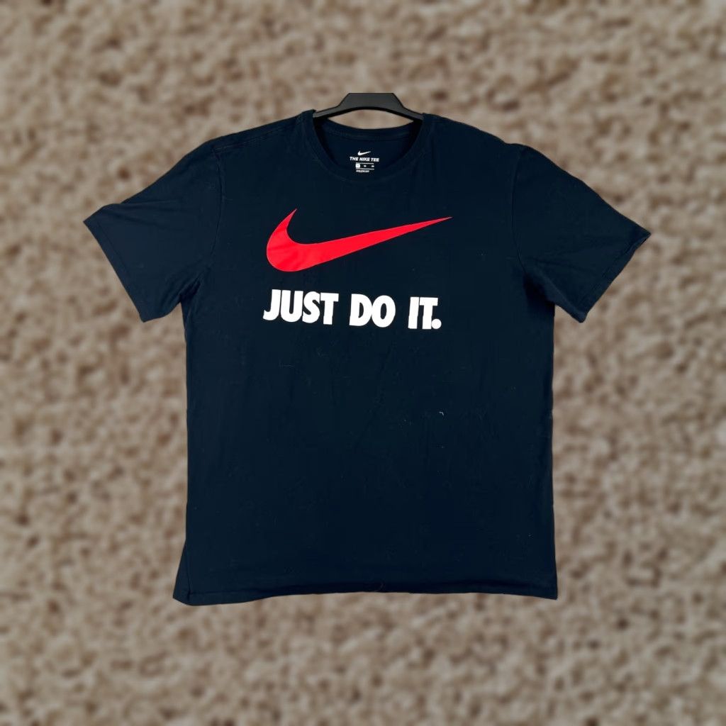 Nike Nike Shirt Mens XL Black Spellout Graphic Print Swoosh Cotton Crew Neck T-Shirt Logo Sports Retro Outdoor Size US XL / EU 56 / 4 - 1 Thumbnail