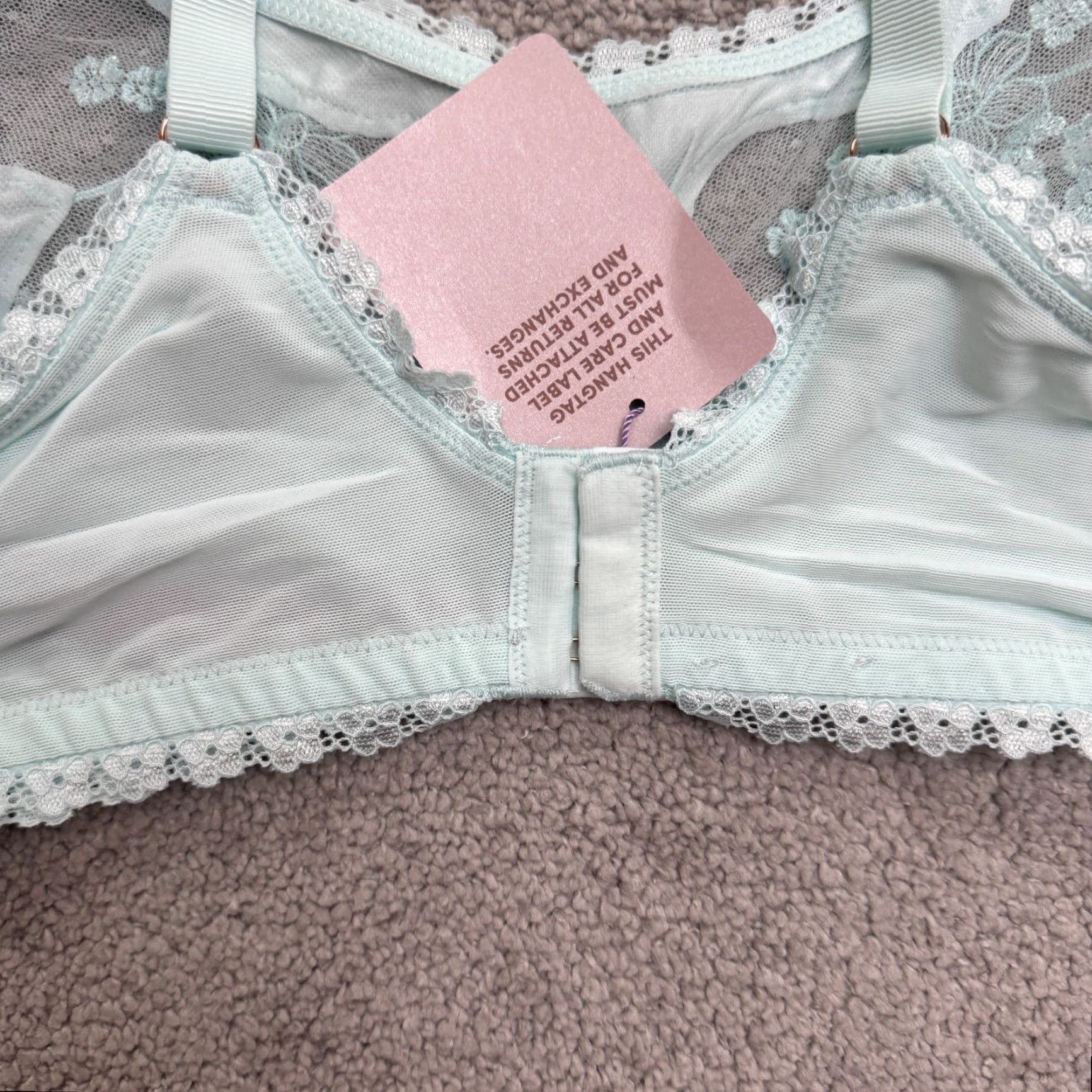 Vintage Savage Fenty By Rihanna Bralette Curvy 3X Seashell Blue Lace NWT Size ONE SIZE - 7 Thumbnail