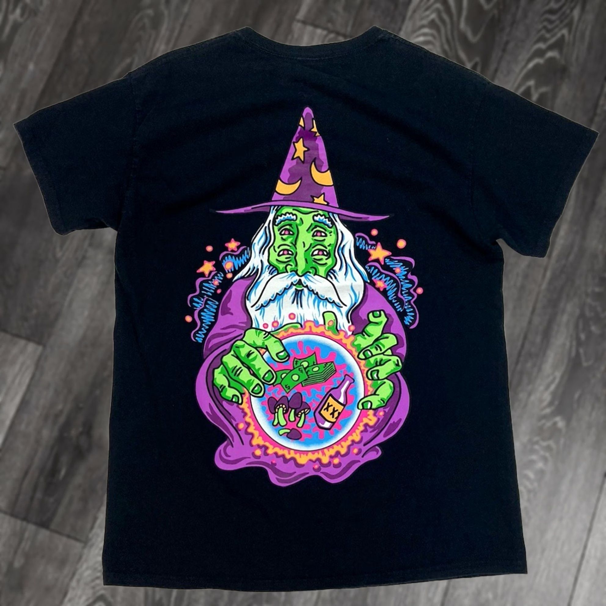 Vintage VINTAGE ALAB Magic Wizard Psychedelic Graphic T-shirt Men Medium Black Short Sleeve Size US M / EU 48-50 / 2 - 1 Thumbnail