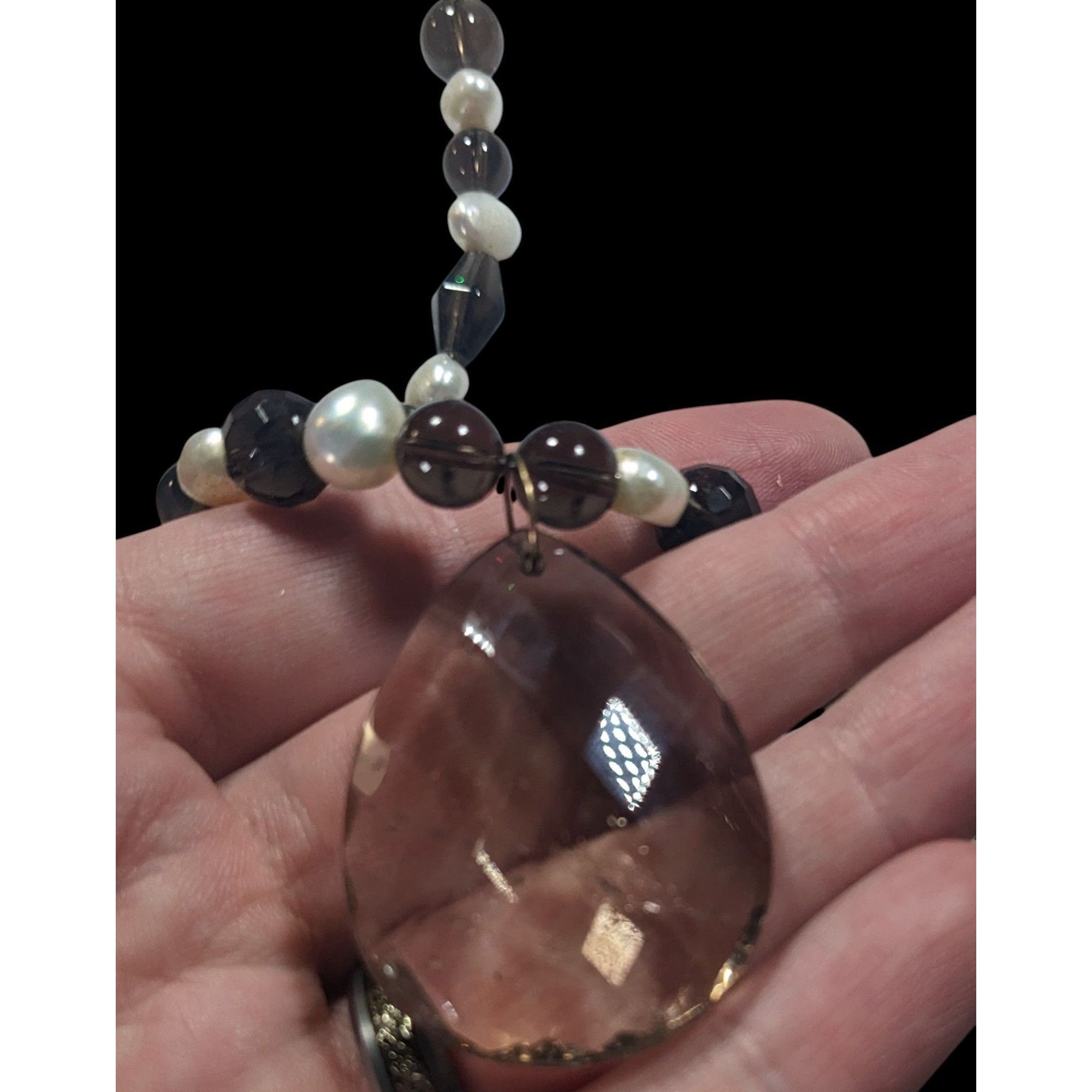 Handmade Handmade Pearl And Glass Beaded Teardrop Pendant Necklace Size ONE SIZE - 3 Thumbnail