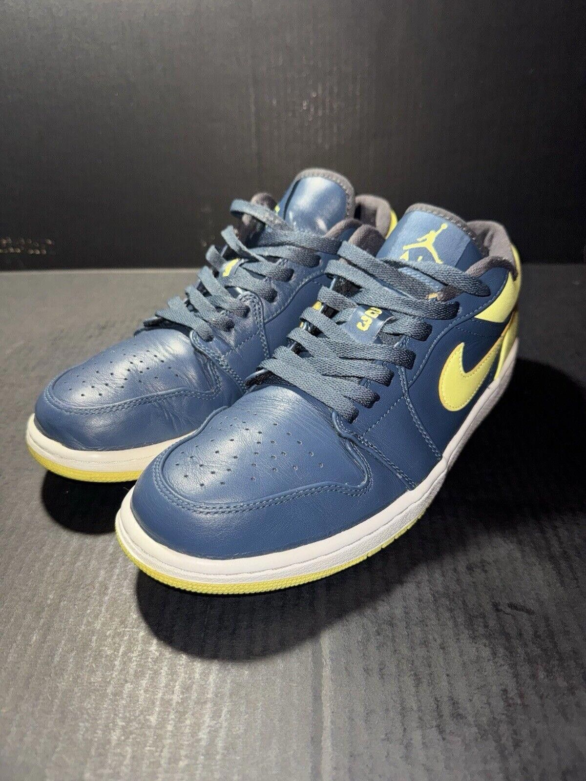 Jordan Brand Nike Air Jordan 1 Low Blue Electric Yellow 553558-417 Sz 9 Size US 9 / EU 42 - 4 Thumbnail