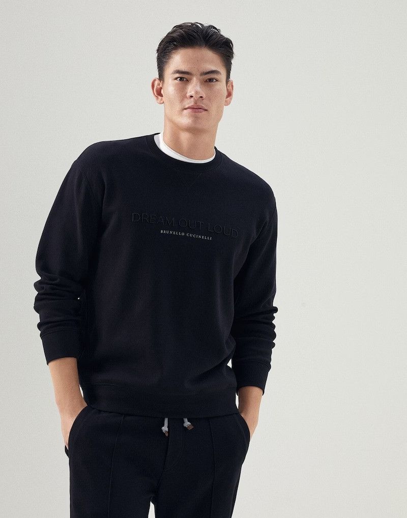 image of Brunello Cucinelli O1W1Db10524 Sweatshirt In Black, Men's (Size Large)