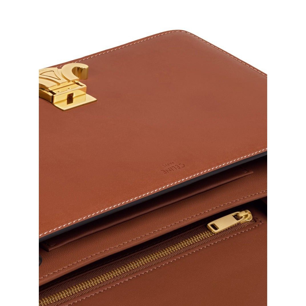 Celine CELINE Medium Triomphe Folio Tan Top Handle Bag New & Authen Size ONE SIZE - 4 Thumbnail