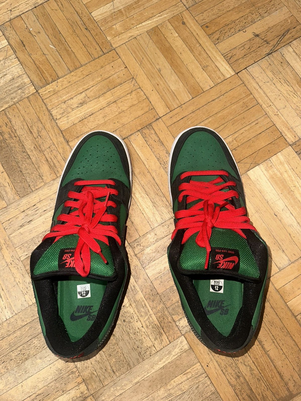 Nike Nike Dunk SB Low Pine Green Black Atomic Red Size US 12 / EU 45 - 3 Thumbnail