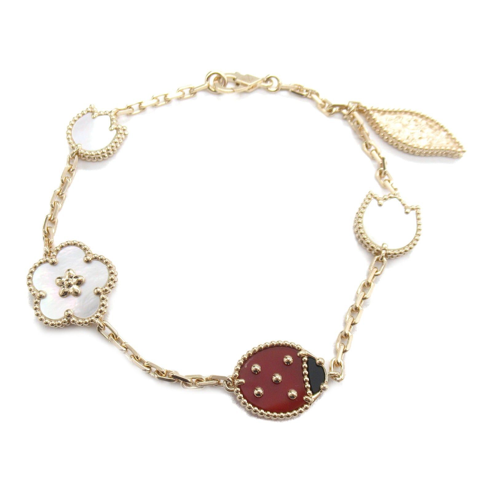 Van Cleef & Arpels Van Cleef Arpels Lucky Spring Bracelet K18Pg (Pink Gold) Onyx/Carnelian/Mother Of Pearl White Size ONE SIZE - 1 Thumbnail