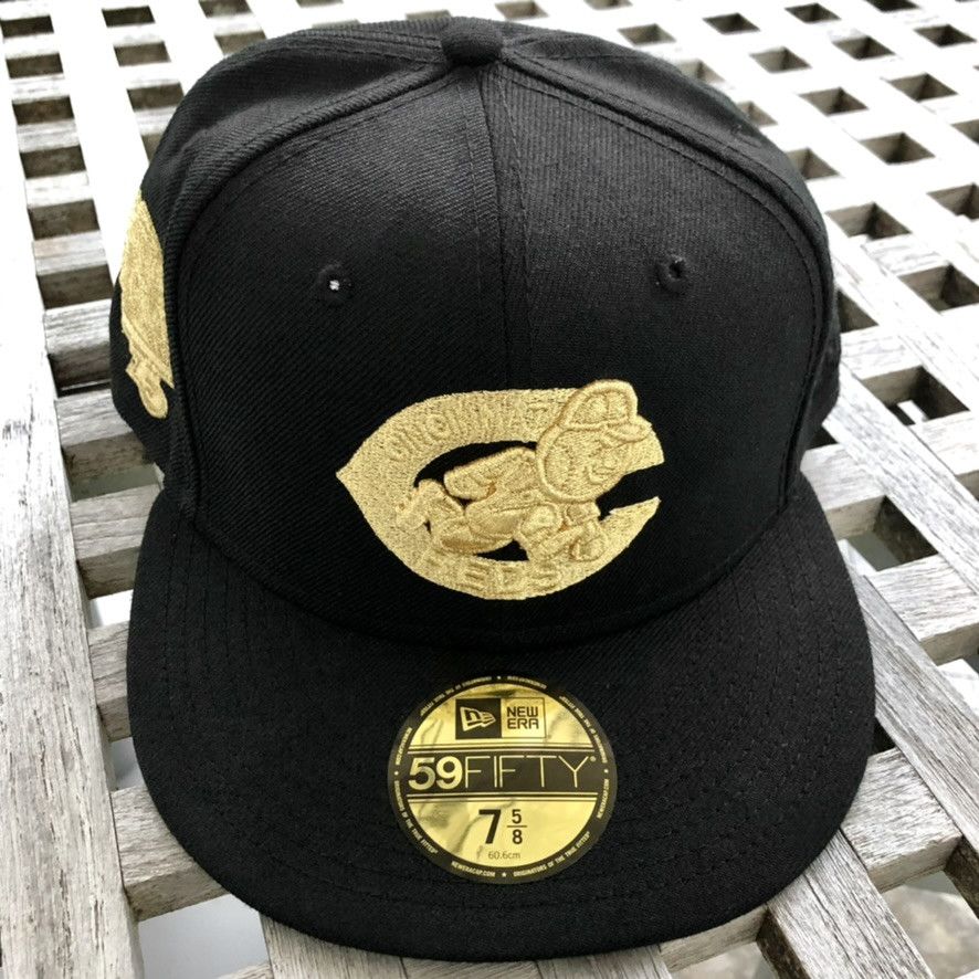 New Era Cincinnati Reds 1976 WS Gold Patch Wool Fitted Hat 7 5/8 Size ONE SIZE - 2 Thumbnail