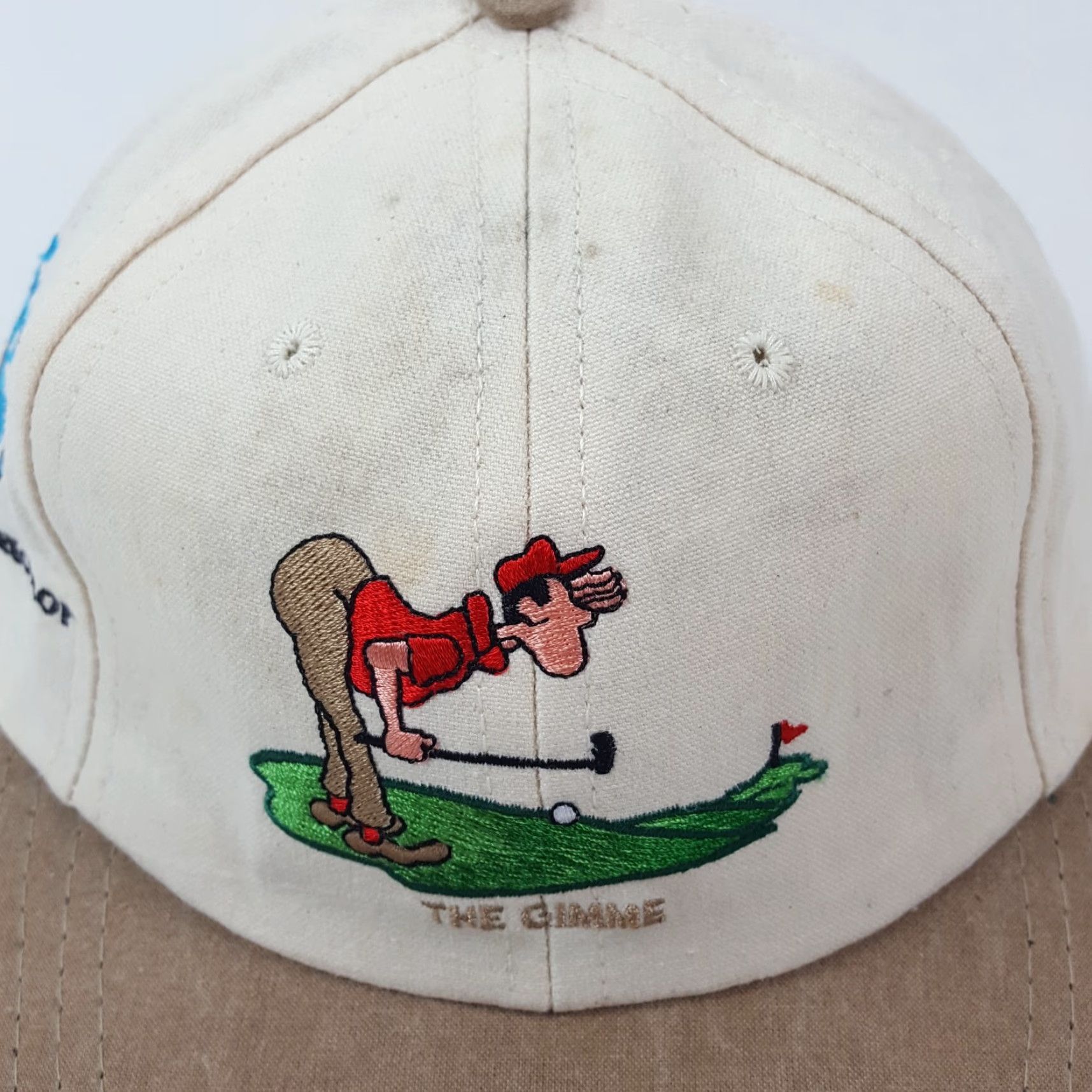Vintage VINTAGE Brett Ogle Funny Golf Parody Adjustable Baseball Cap Hat, One Size, Beige, 90s, Mens Size ONE SIZE - 2 Thumbnail