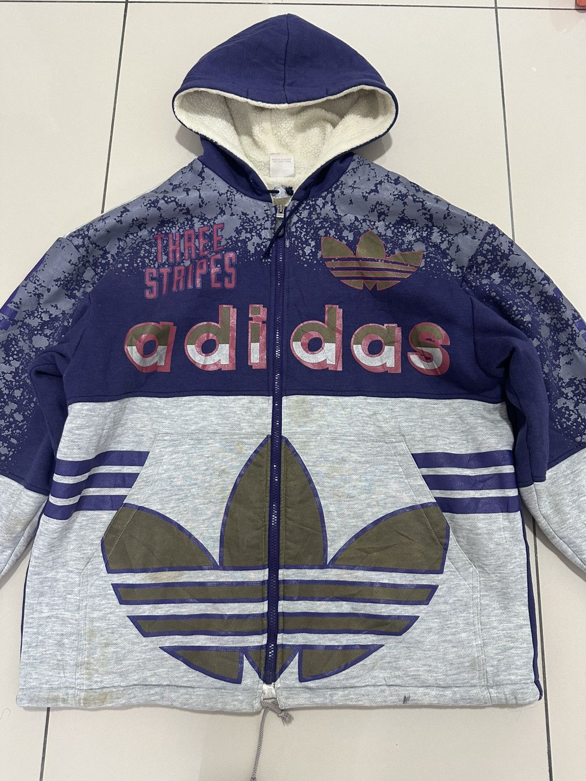 Adidas Vintage Adidas Zipper jacket With hoodies Big Logo Design Size US M / EU 48-50 / 2 - 3 Thumbnail