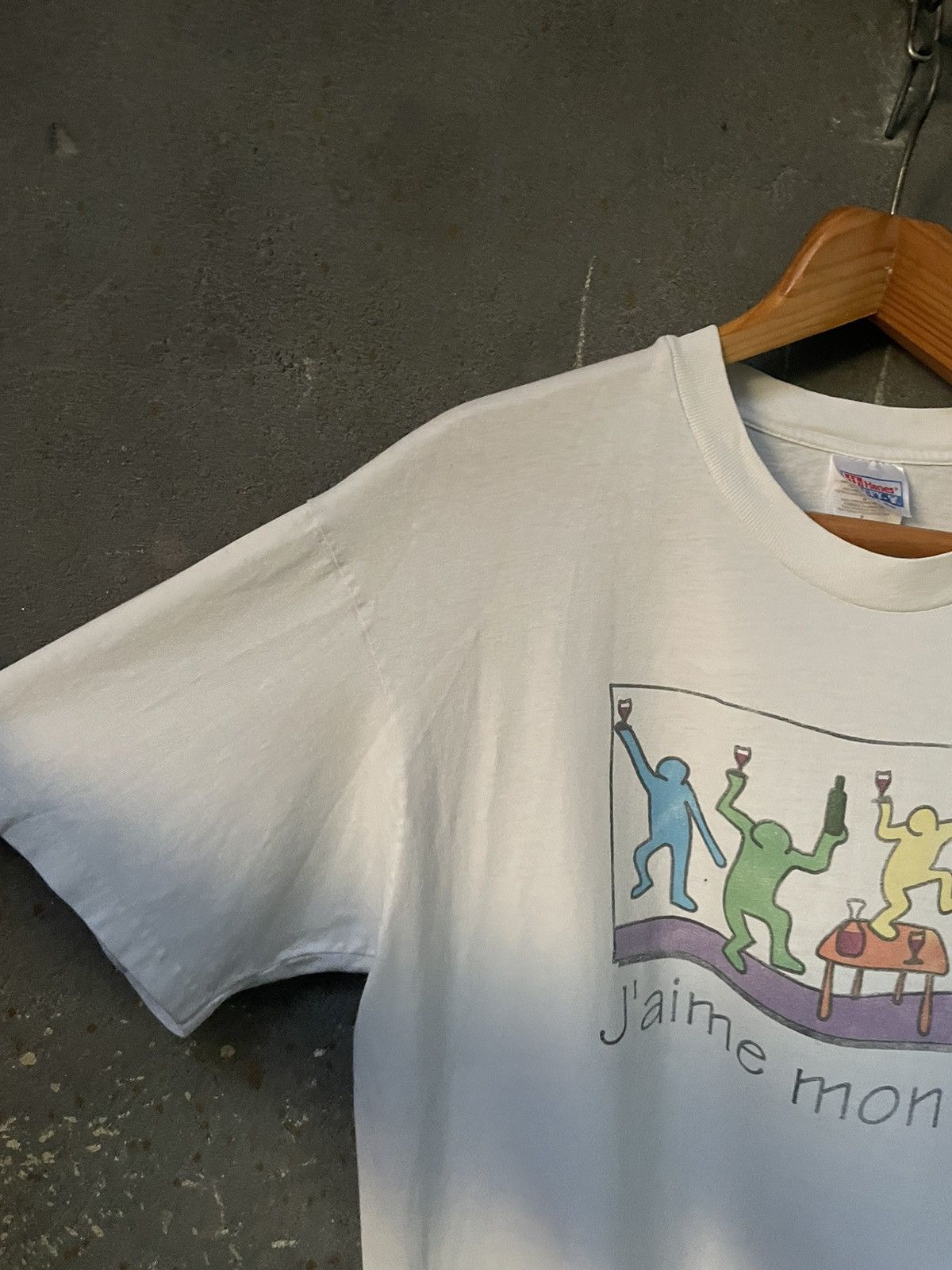 Keith Haring × Vintage Vintage 90’s Keith Haring J’aime Mon Vin T-Shirt VERY RARE Size US L / EU 52-54 / 3 - 6 Thumbnail