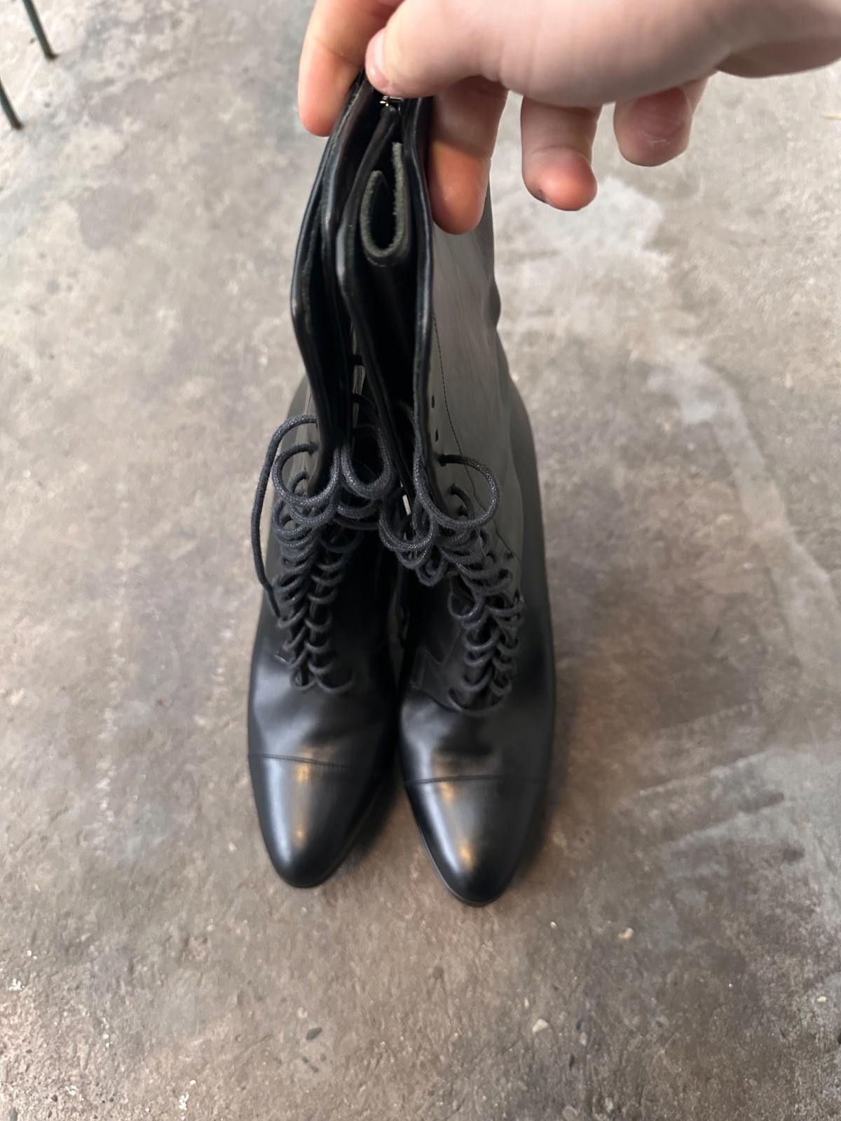 Jil Sander Jil Sander FW 2006 killer black laced up wedge-heel boots Size US 8.5 / IT 38.5 - 4 Thumbnail