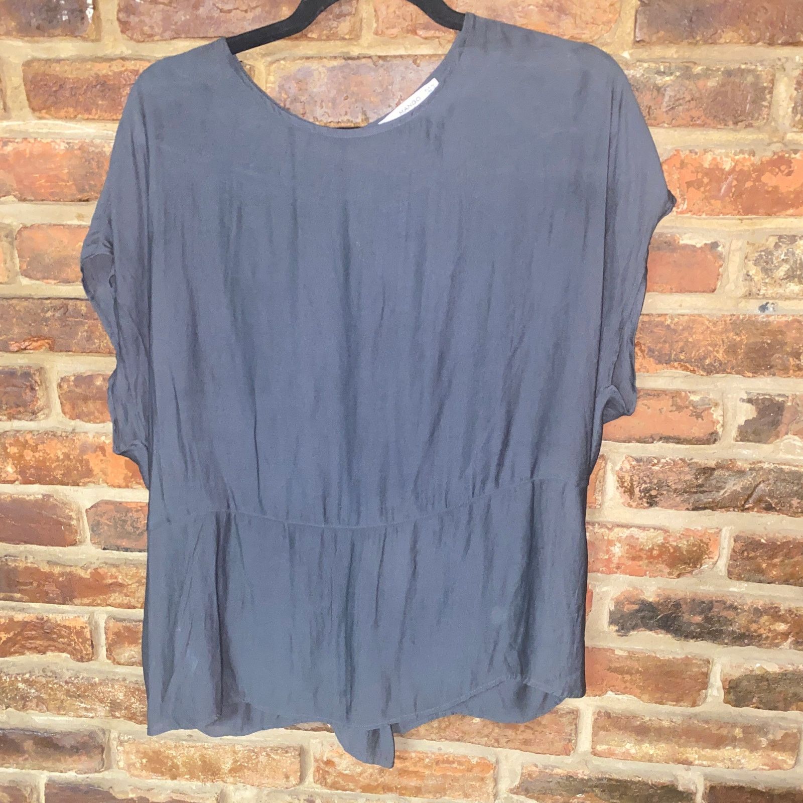 Mango Mango Suit Black Twist-Back Dolman Sleeve Blouse Size 10 Size L / US 10 / IT 46 - 1 Thumbnail