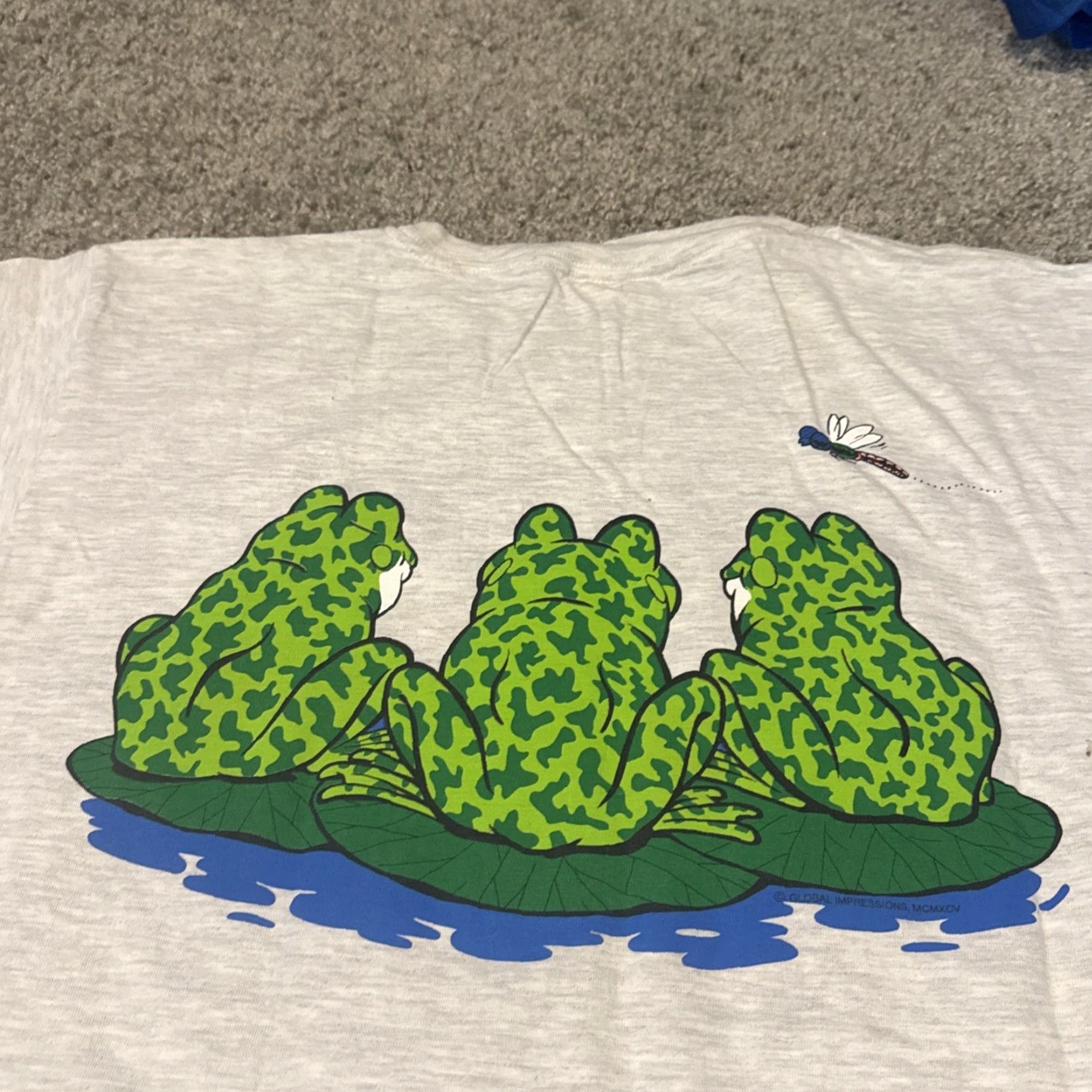Vintage VTG 1995 Cartoon Frogs Double Sided Cute Art Large T-Shirt Animal Nature Earth Shirt Mens Large Gray Tour Champ Size US L / EU 52-54 / 3 - 4 Thumbnail
