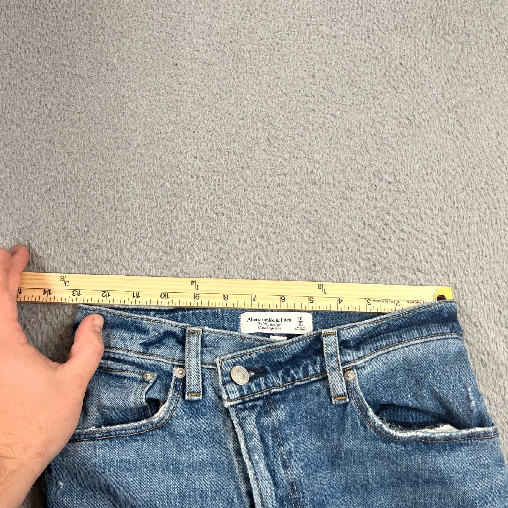 Abercrombie & Fitch VINTAGE Abercrombie & Fitch Jeans Womens 26 Regular 90s Distressed Ultra High Rise Straight Blue Denim 90s Womens Size 26" / US 2 / IT 38 - 4 Thumbnail