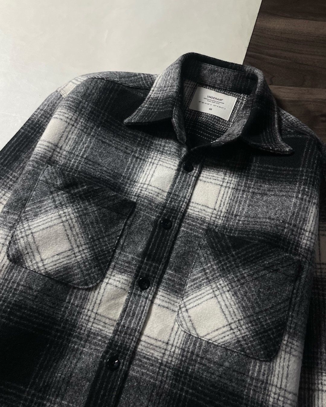 Japanese Brand OUTER FLANNEL SHIRT WOOL UNDERAIR SIZE 48 Oversized Size US XXL / EU 58 / 5 - 4 Thumbnail