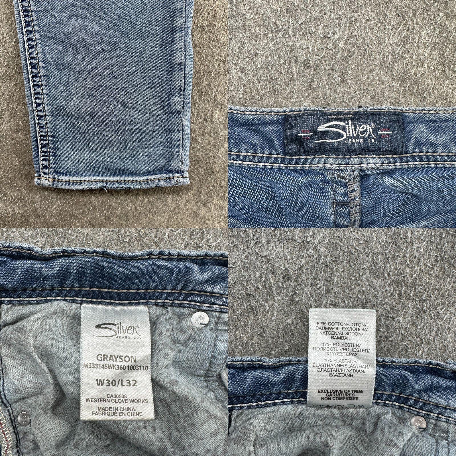 Silver Jeans Co. Silver Jeans Mens 30x32 Jeans Blue Regular Straight Distressed 5-Pocket Denim Cotton Polyester Size US 30 / EU 46 - 9 Thumbnail
