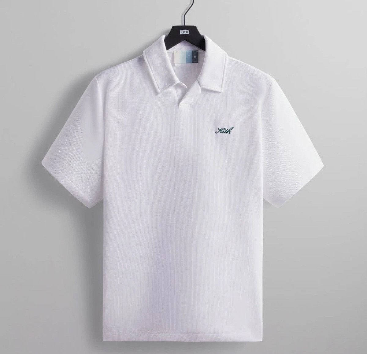Kith Micro Waffle Drew Polo in White Size XL