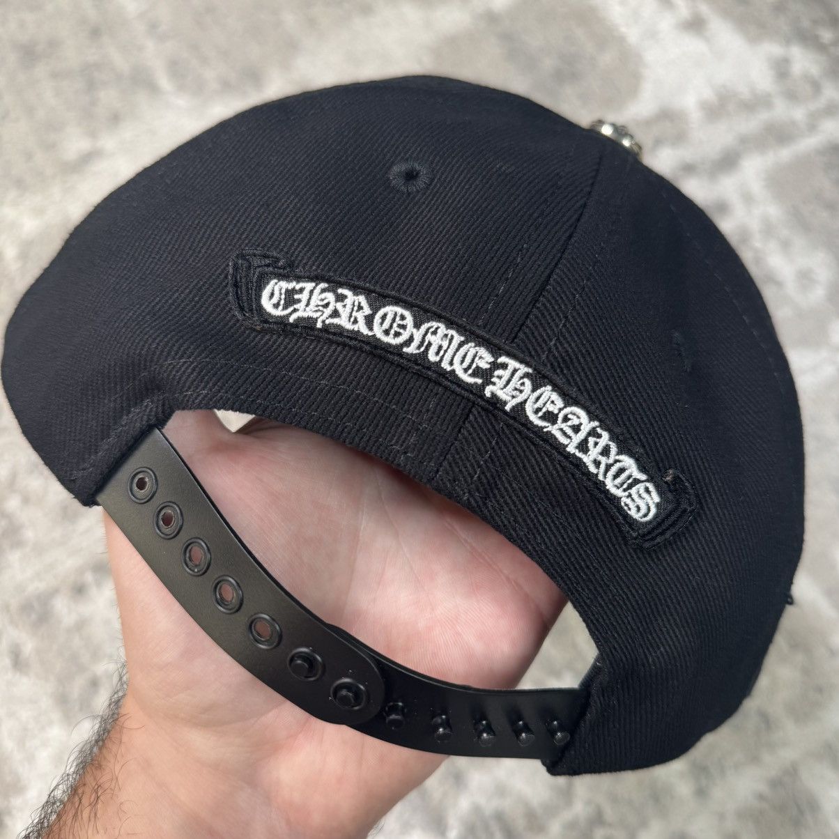 Chrome Hearts Dagger logo waxed denim baseball hat Size ONE SIZE - 7 Thumbnail